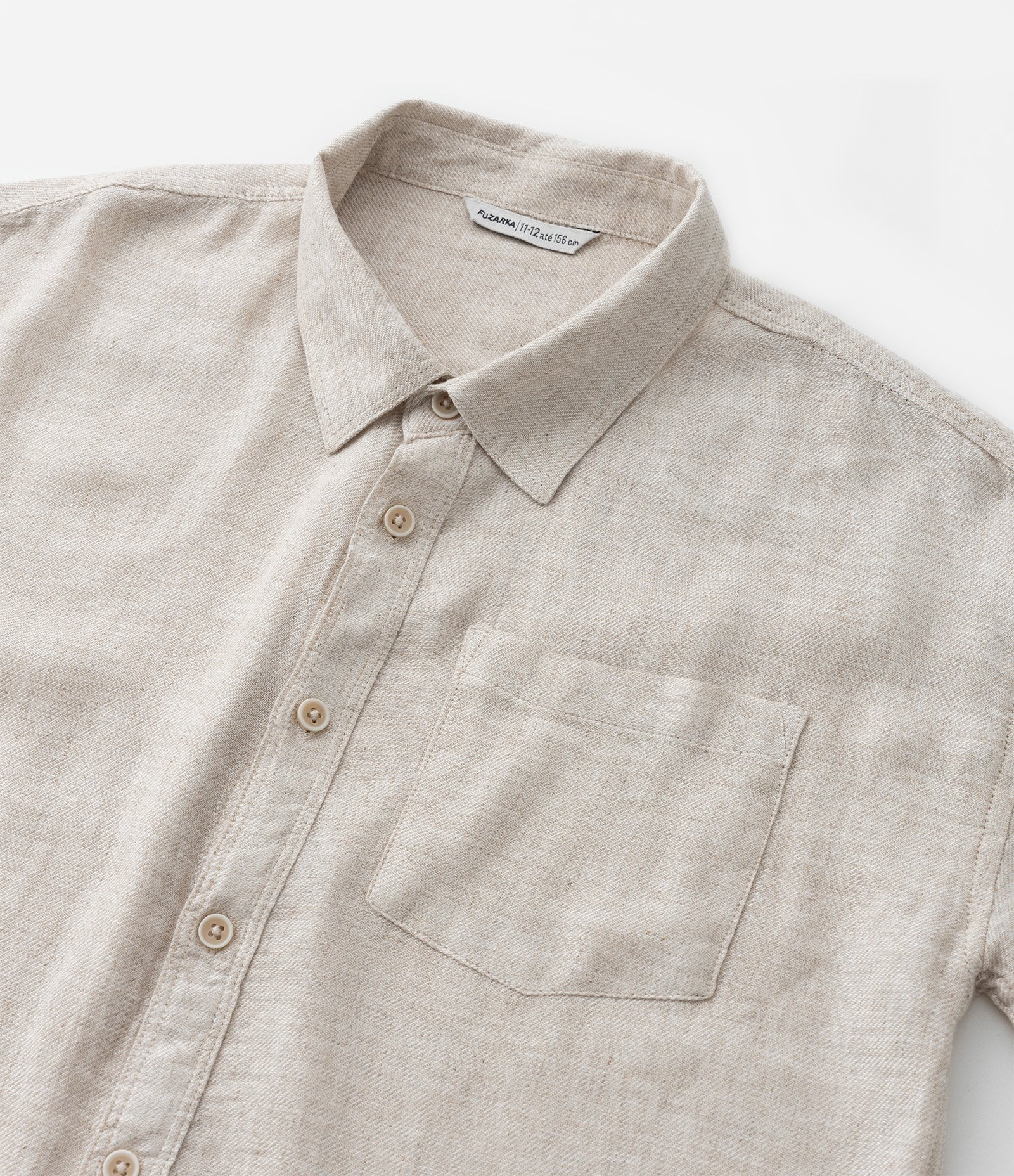 Camisa Infantil em Viscolinho com Bolso - Tam 5 a 14 Anos Bege 6