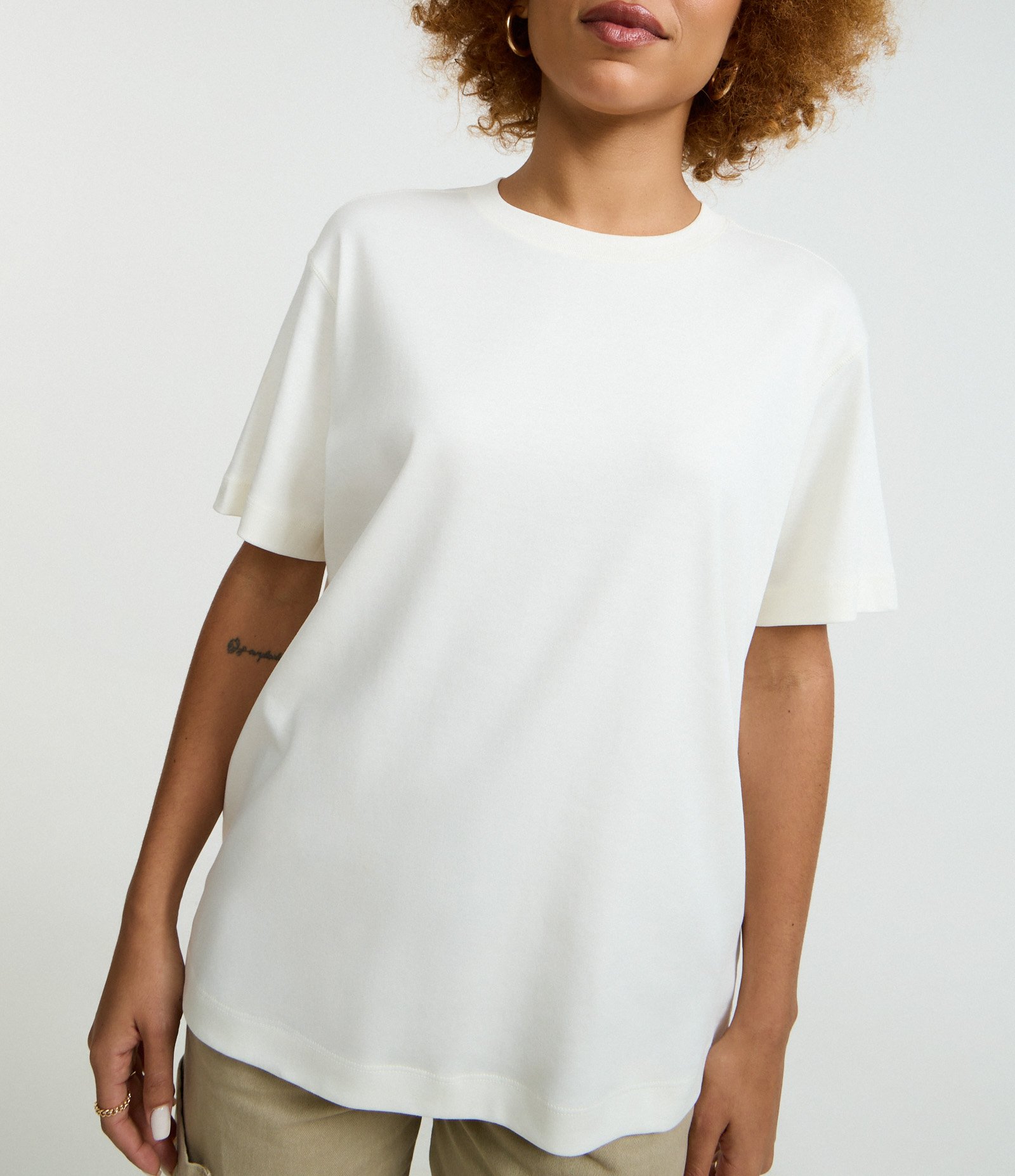Camiseta Boxy em Algodão com Manga Curta Branco 3