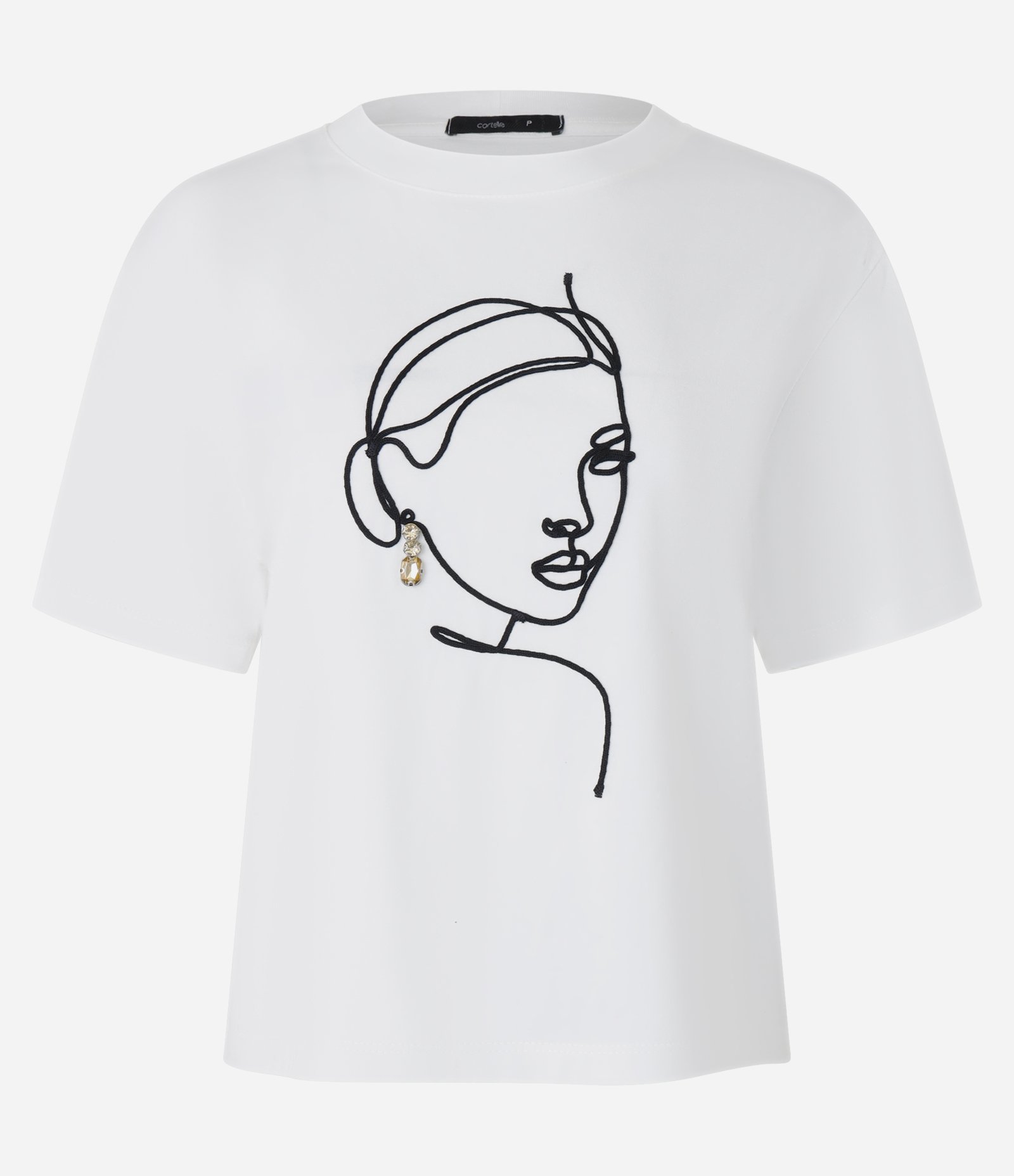 Blusa em Algodão com Bordado de Mulher com Brinco Branco Neve 7