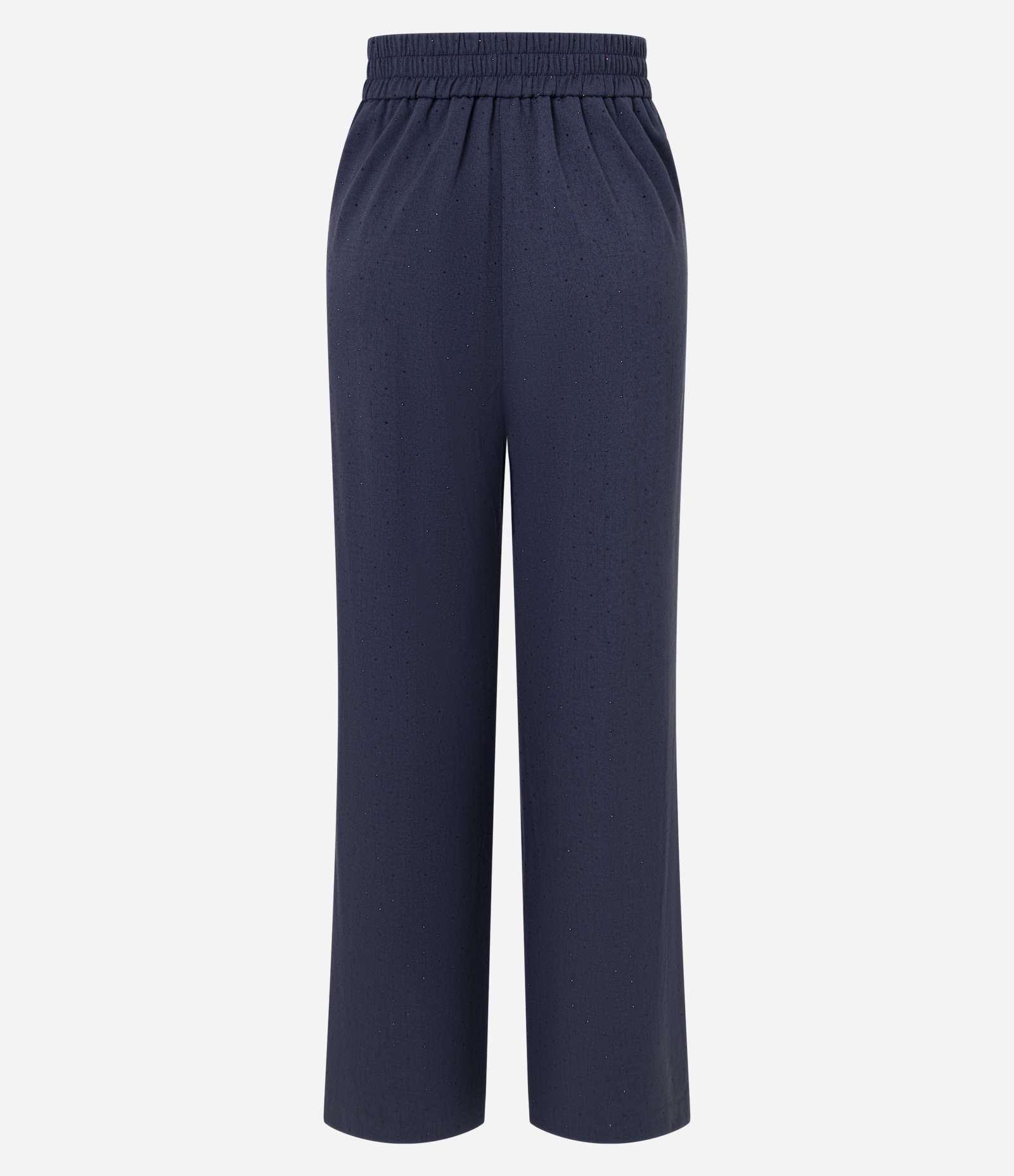 Calça Wide Leg Alfaiatada com Pregas e Aplicação de Strass Azul 10