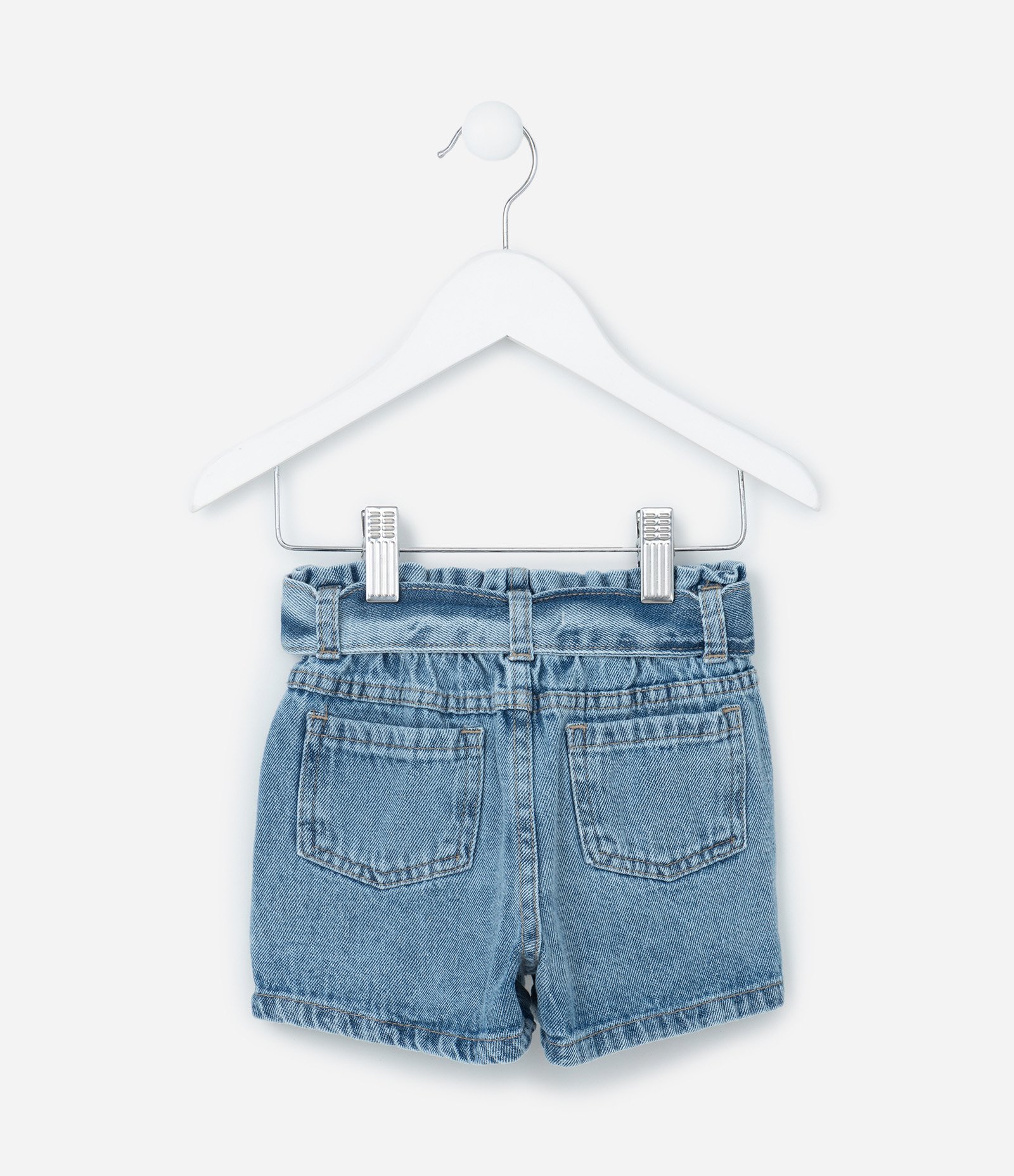 Short Infantil em Jeans com Faixa para Amarração - Tam 1 a 6 Anos Azul 2