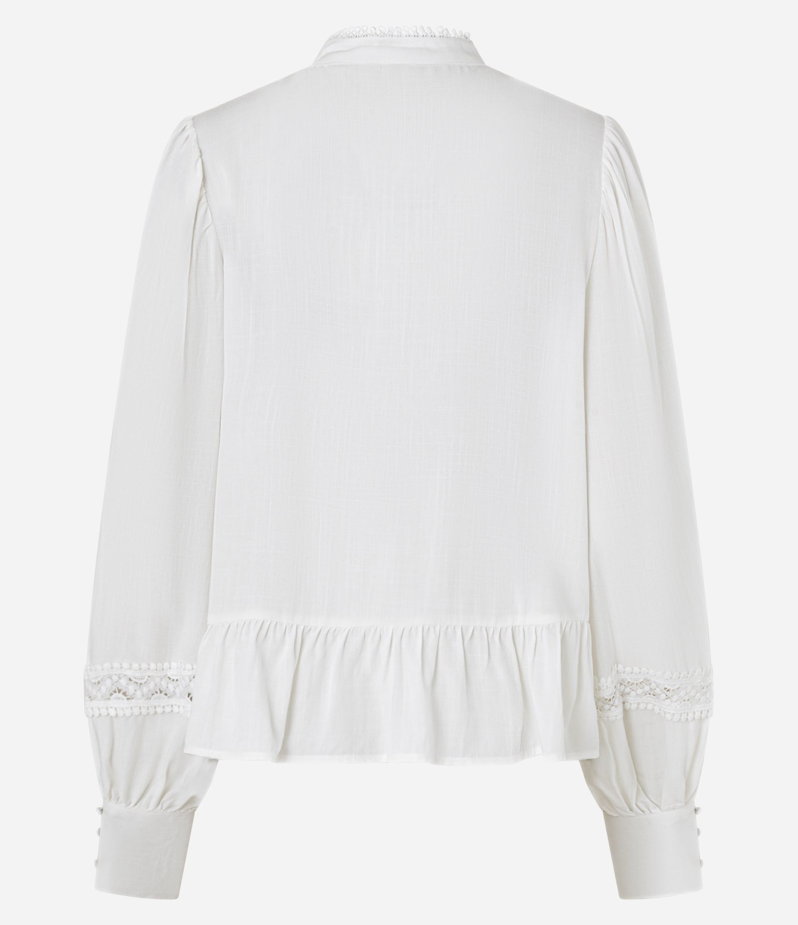 Camisa em Cambraia com Gola Padre e Rendas nos Recortes Branco 8