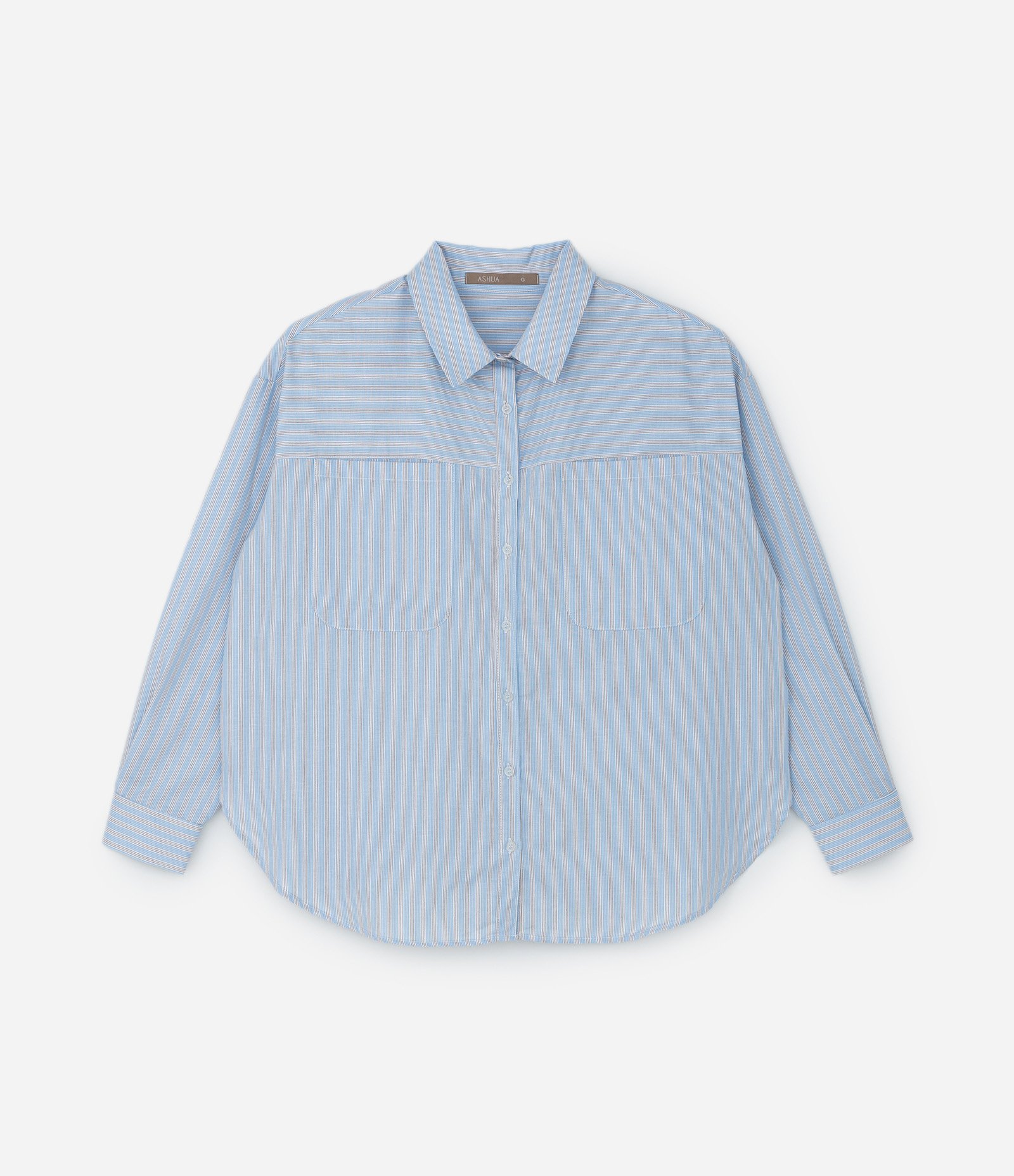 Camisa em Tricoline com Listras Curve & Plus Size Azul 6