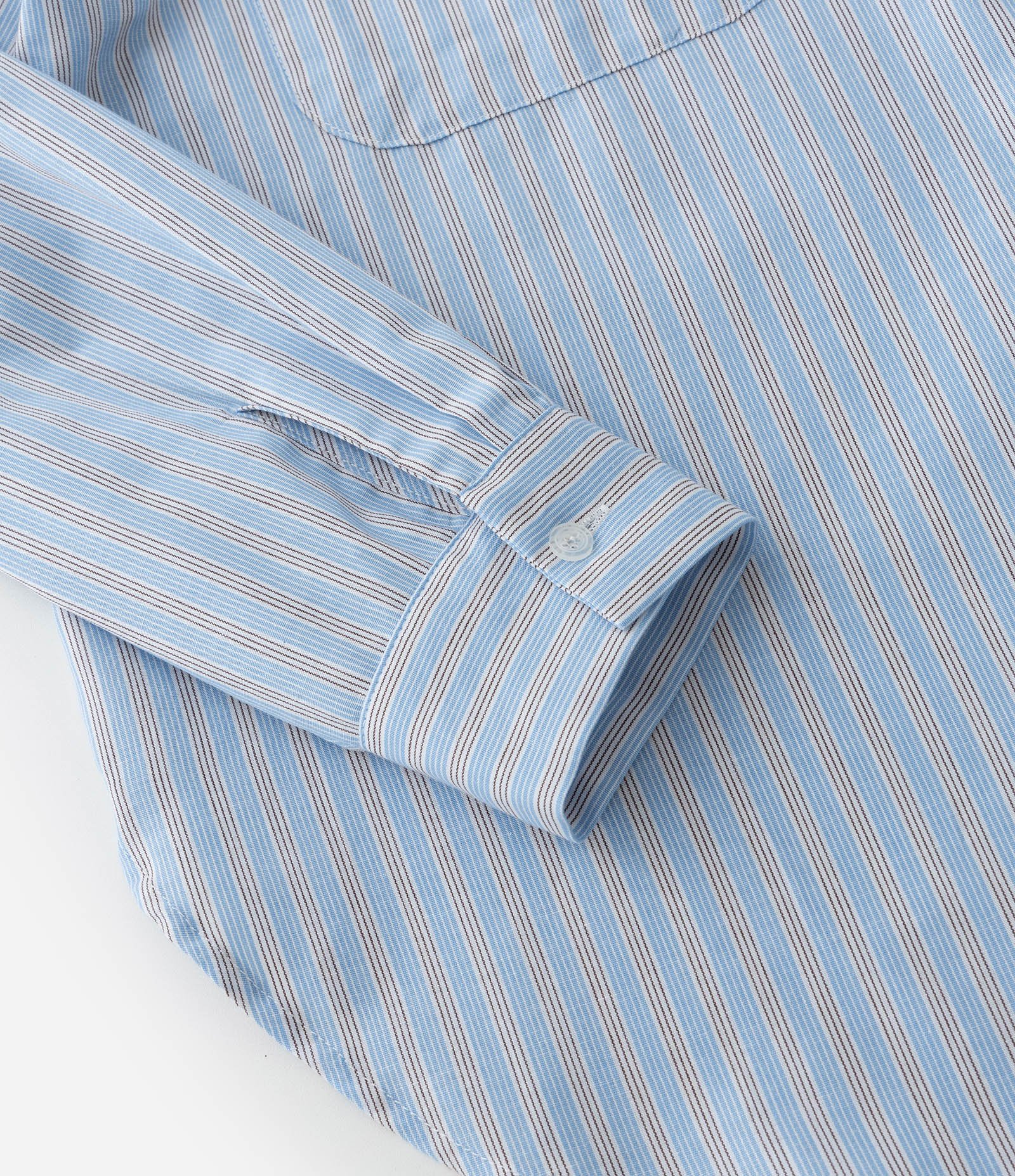 Camisa em Tricoline com Listras Curve & Plus Size Azul 9