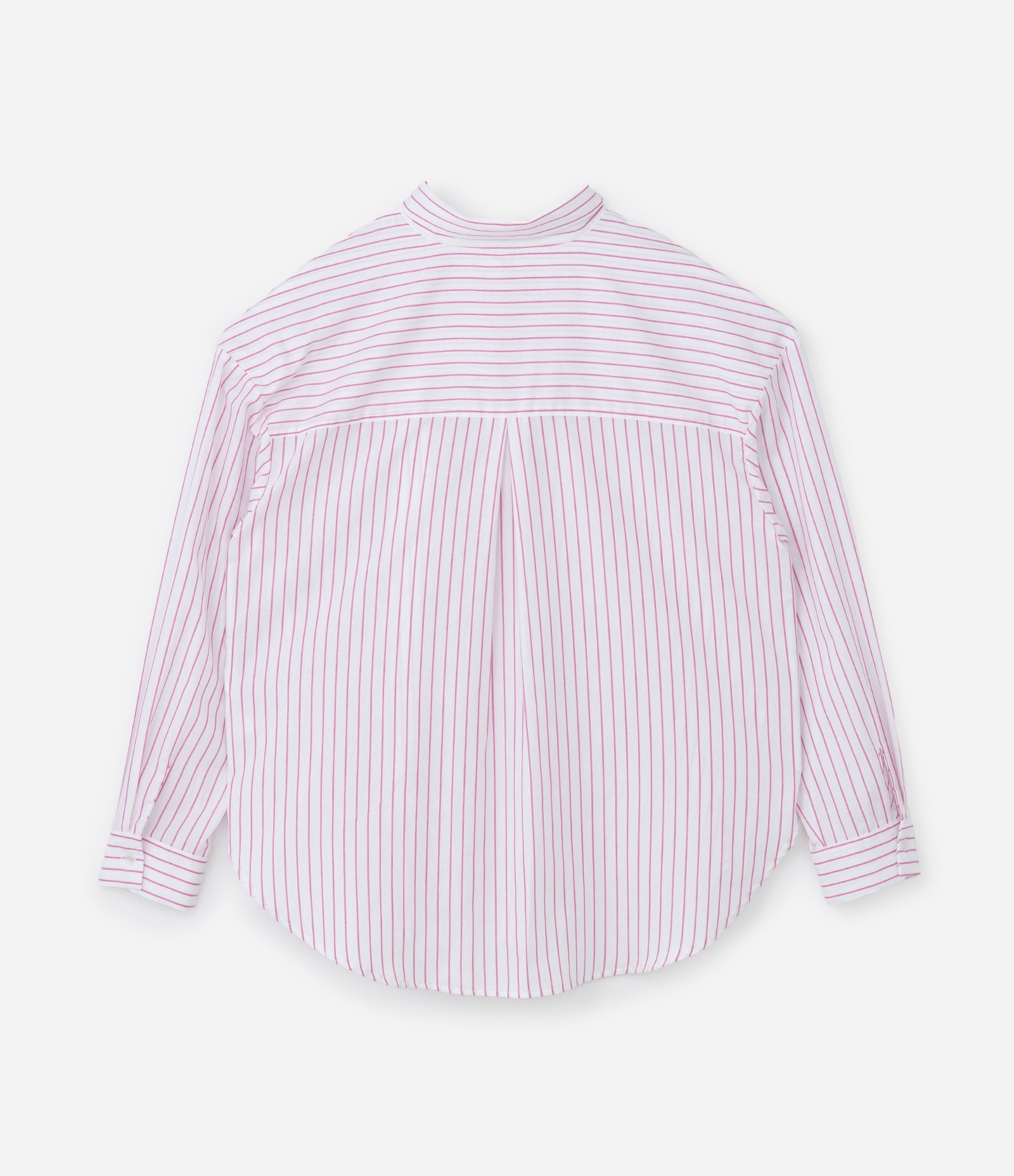 Camisa Listrada em Tricoline com Bolsos Curve & Plus Size Branco/Rosa 4