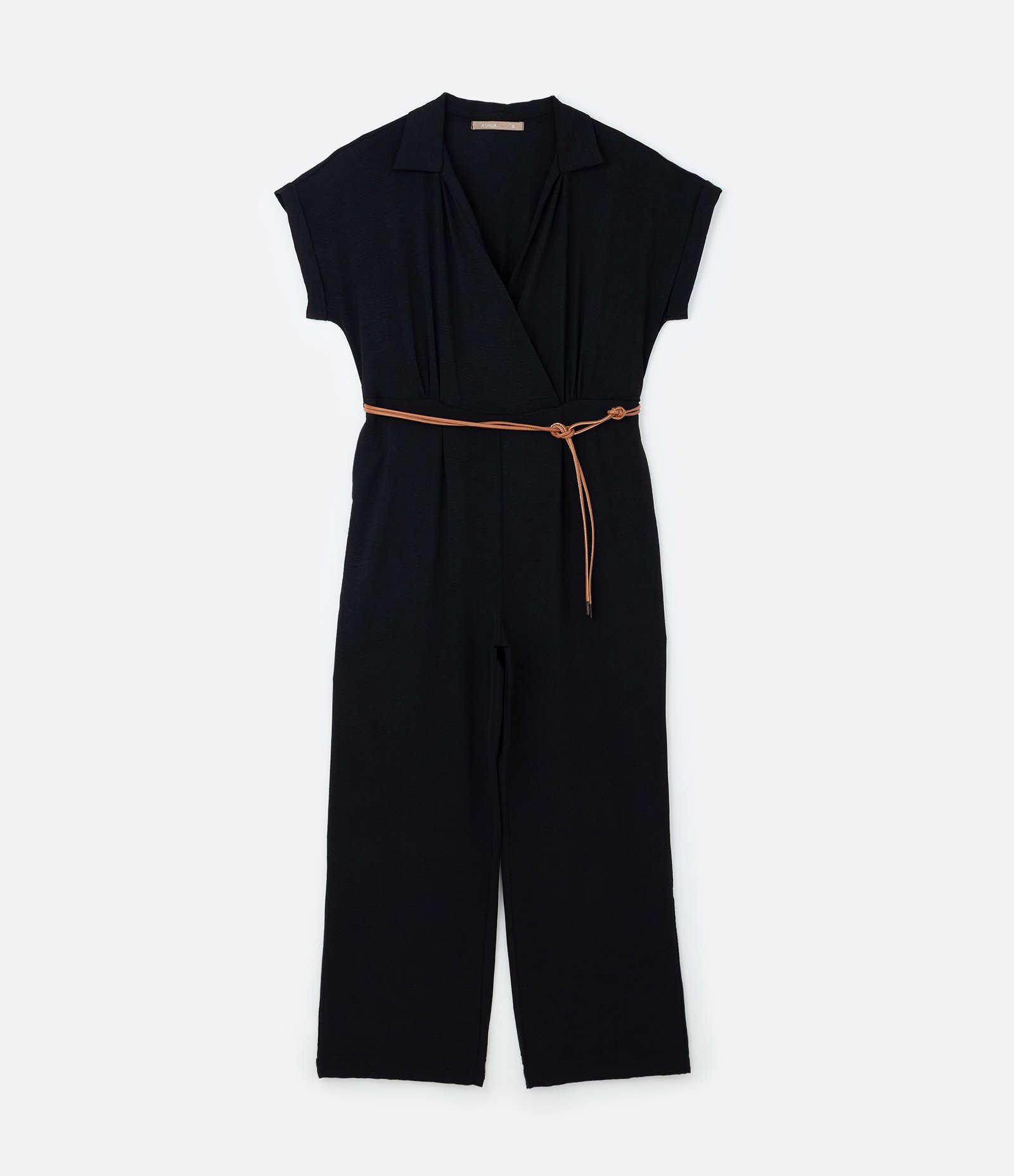 Macacão Crepe Airflow e Cinto de Amarração Curve & Plus Size Preto 5