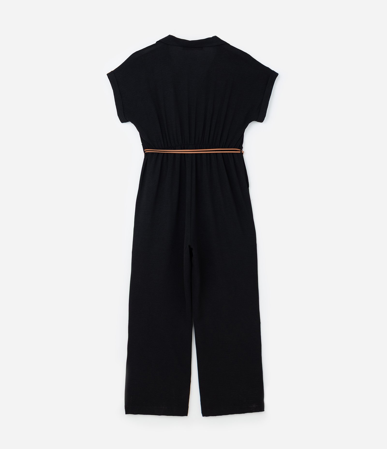 Macacão Crepe Airflow e Cinto de Amarração Curve & Plus Size Preto 6