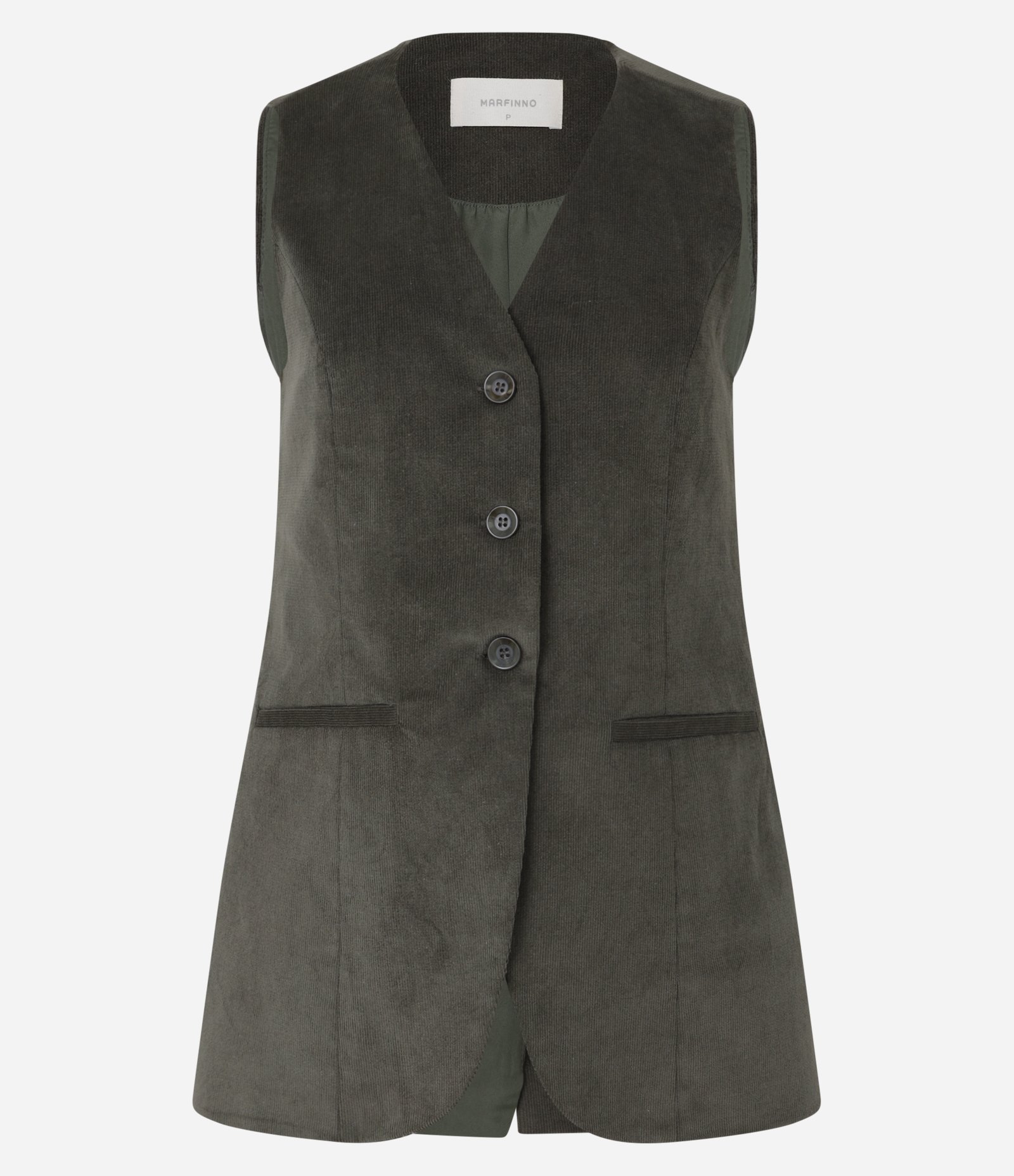 Colete Alongado em Veludo com Botões Frontais Verde 5