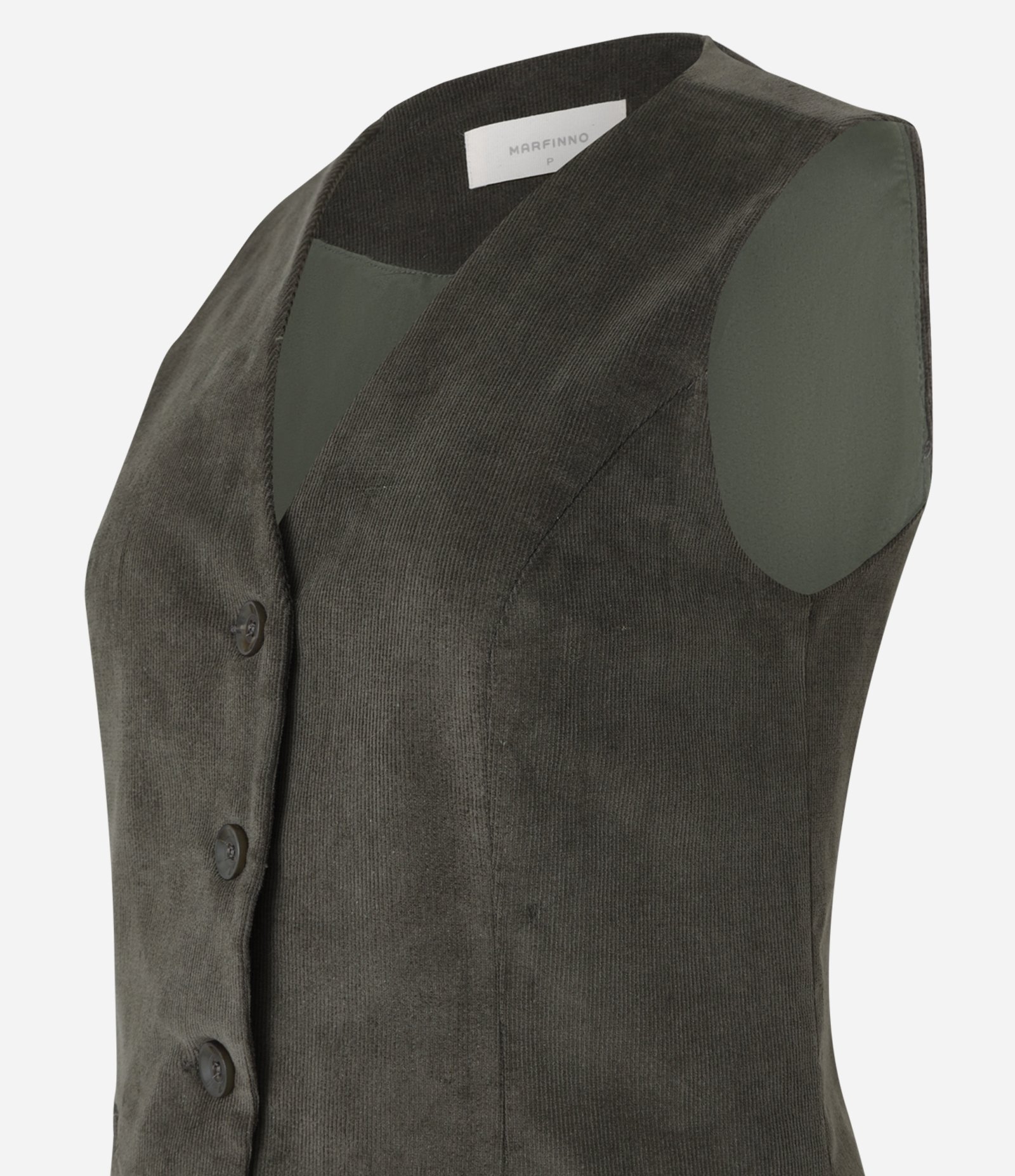 Colete Alongado em Veludo com Botões Frontais Verde 6