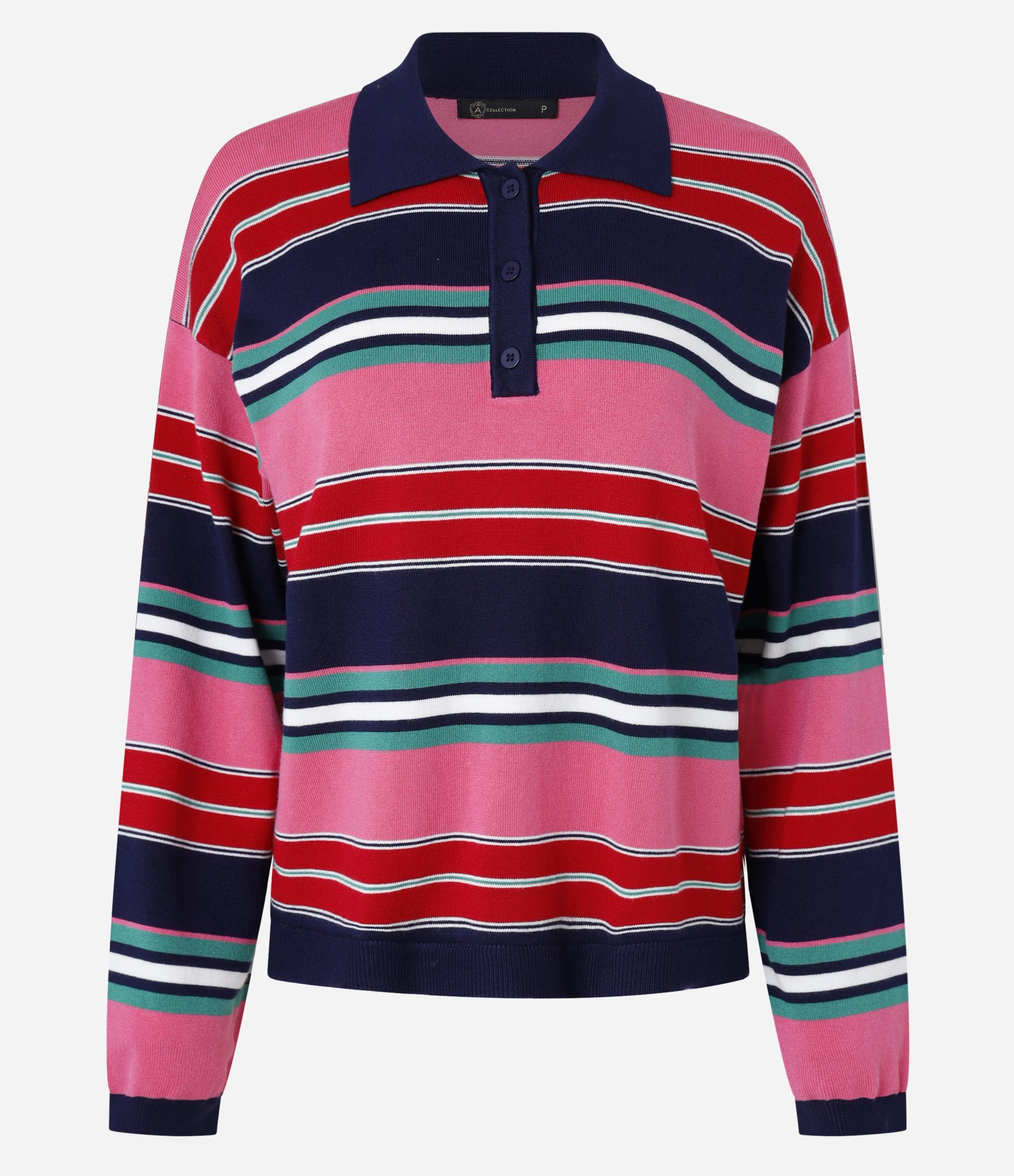Blusa em Tricô com Gola Polo e Listras de Blocos de Cores Multicores 5