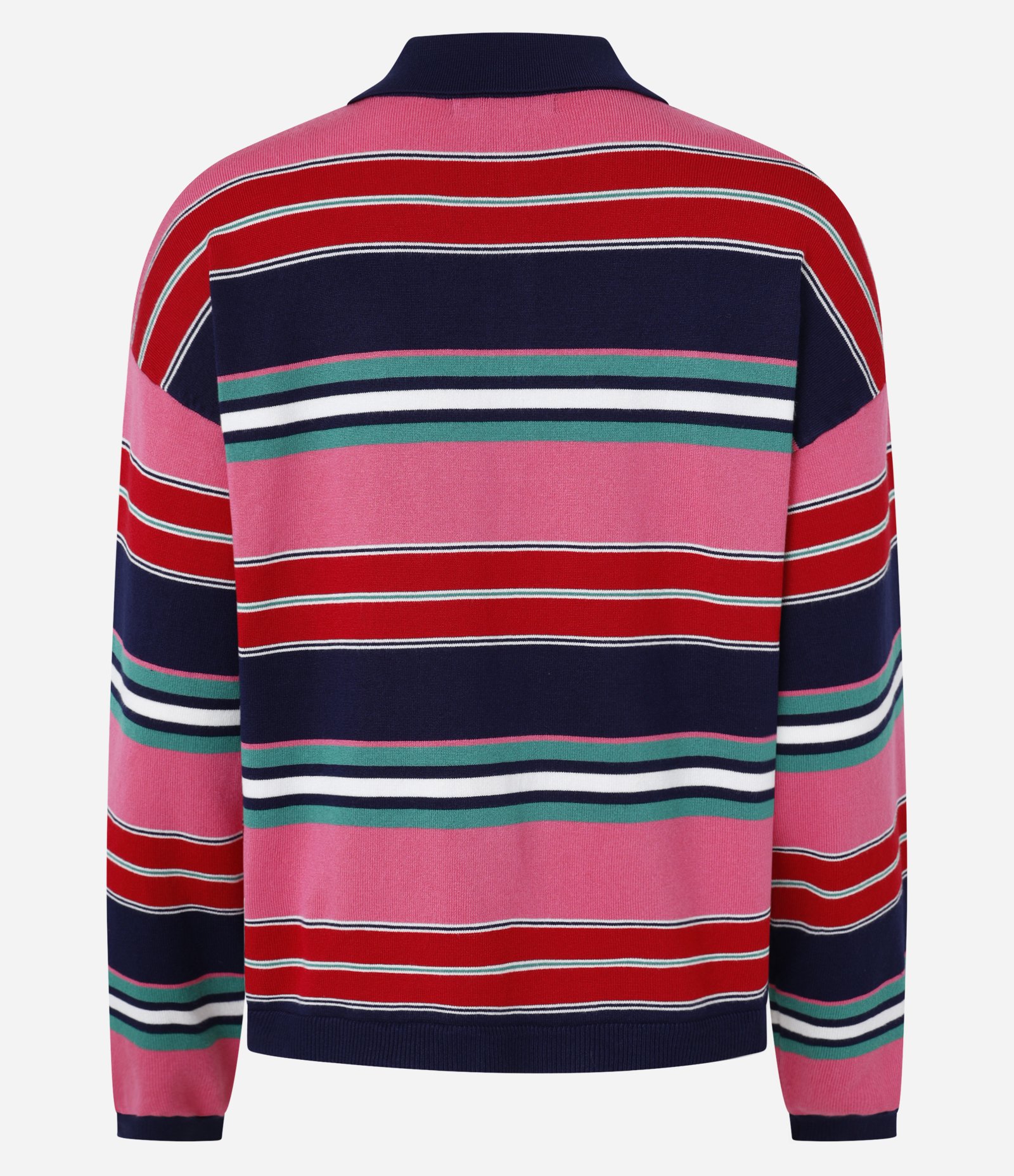 Blusa em Tricô com Gola Polo e Listras de Blocos de Cores Multicores 6