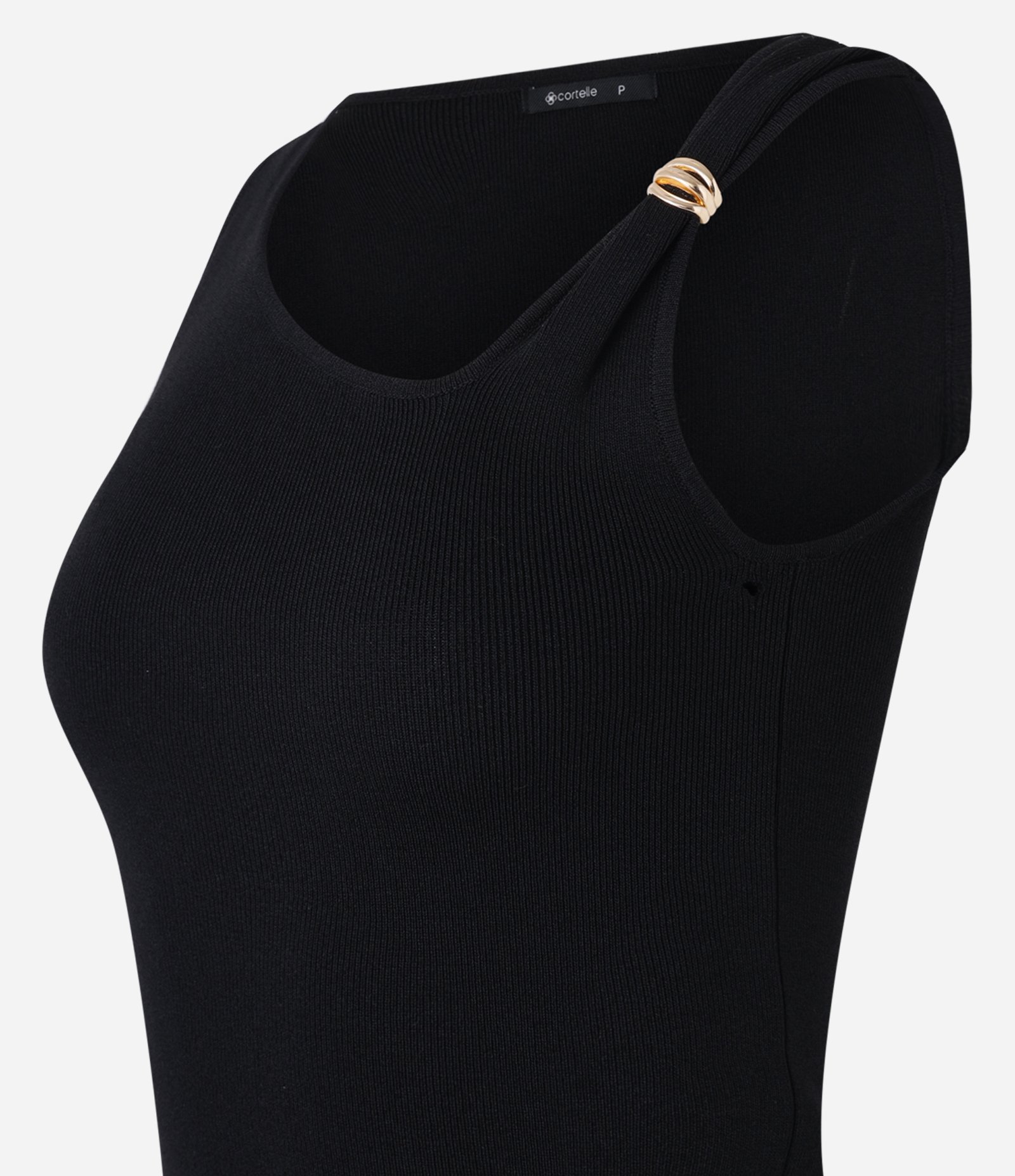 Blusa Canelado em Tricô com Detalhe Metalizado na Alça Preto 8