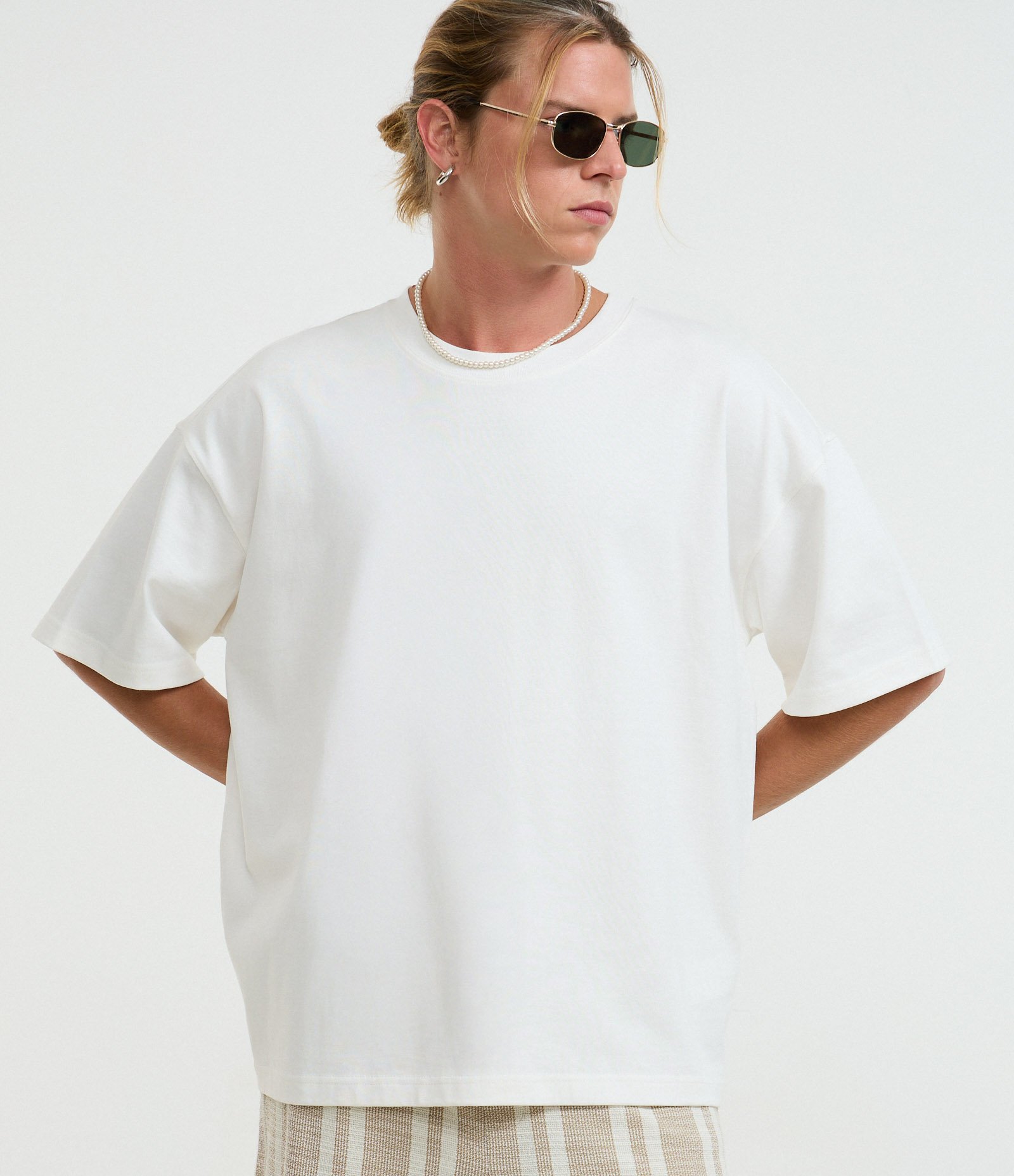 Camiseta Básica Oversized em Algodão Branco 1