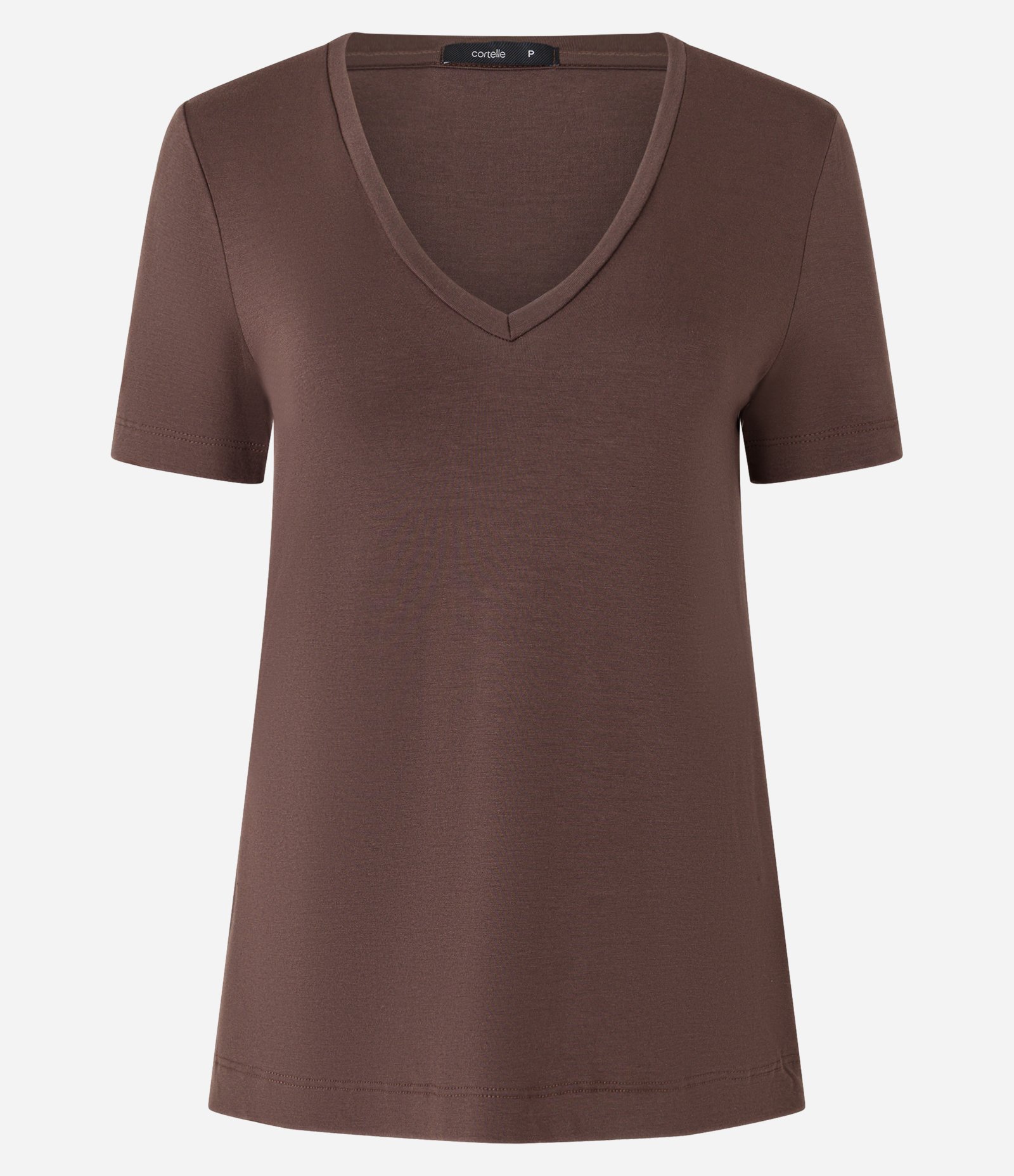 Blusa Básica em Viscose com Decote V Marrom 5