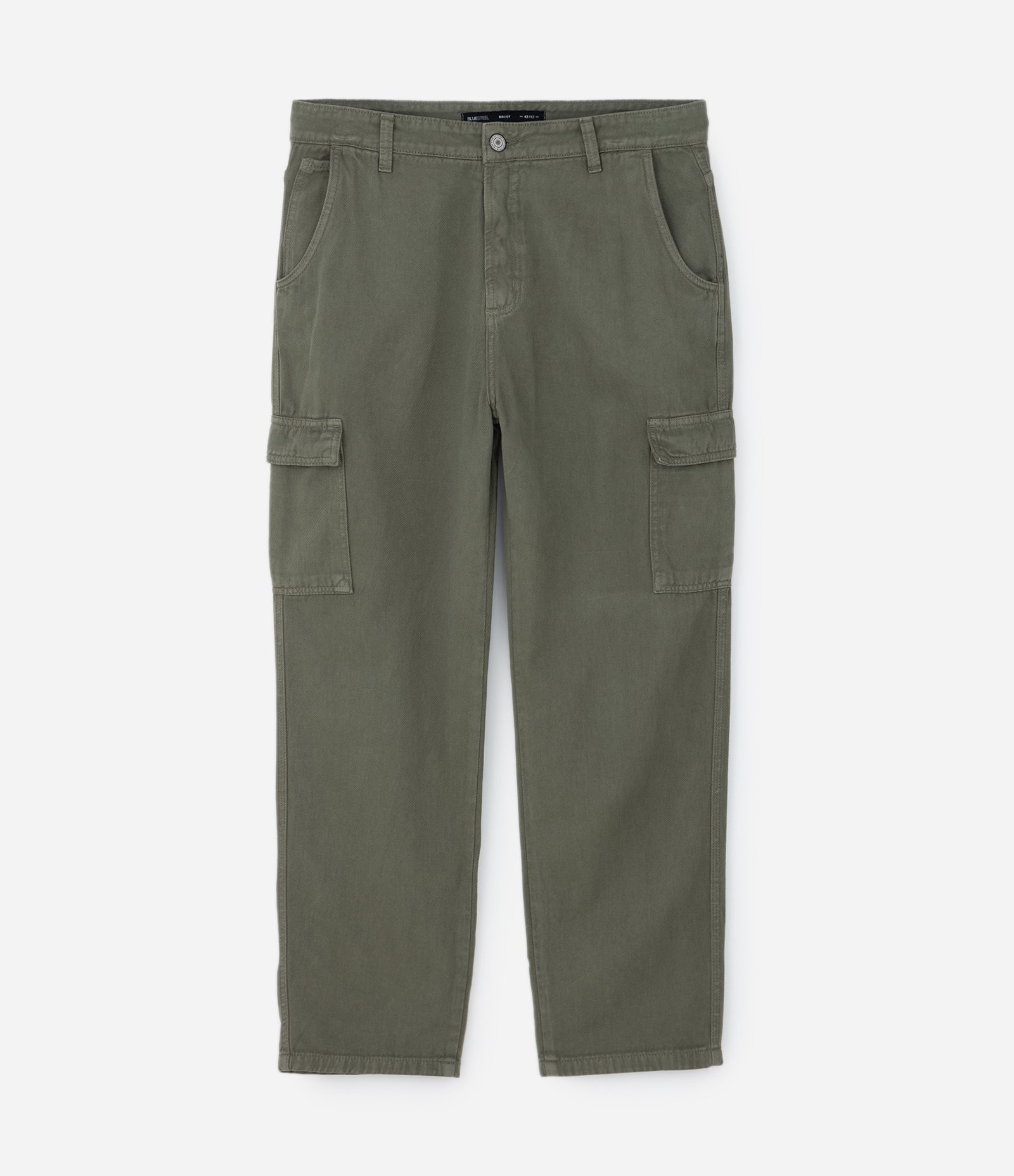 Calça Baggy em Sarja com Bolsos Cargo 1