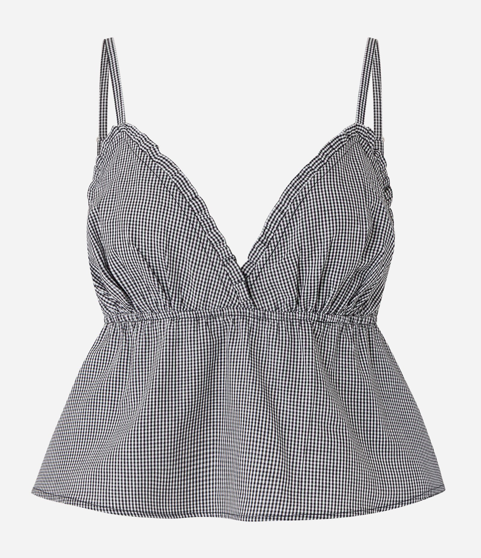 Blusa Alcinha em Tricoline com Estampa Xadrez Vichy Preto/ Branco 6