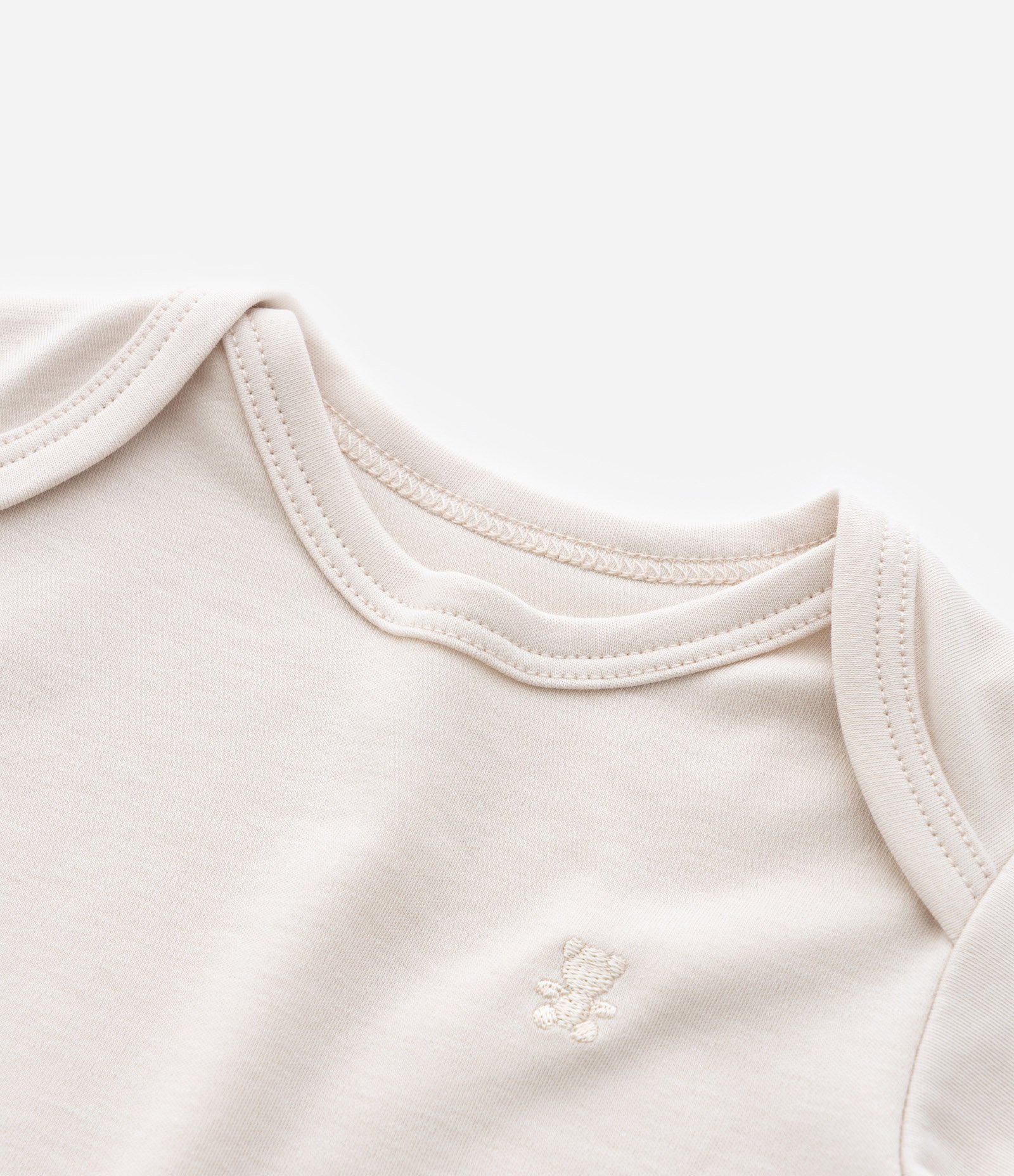 Body Infantil Básico com Bordado Ursinho - Tam RN a 18 meses Bege 6