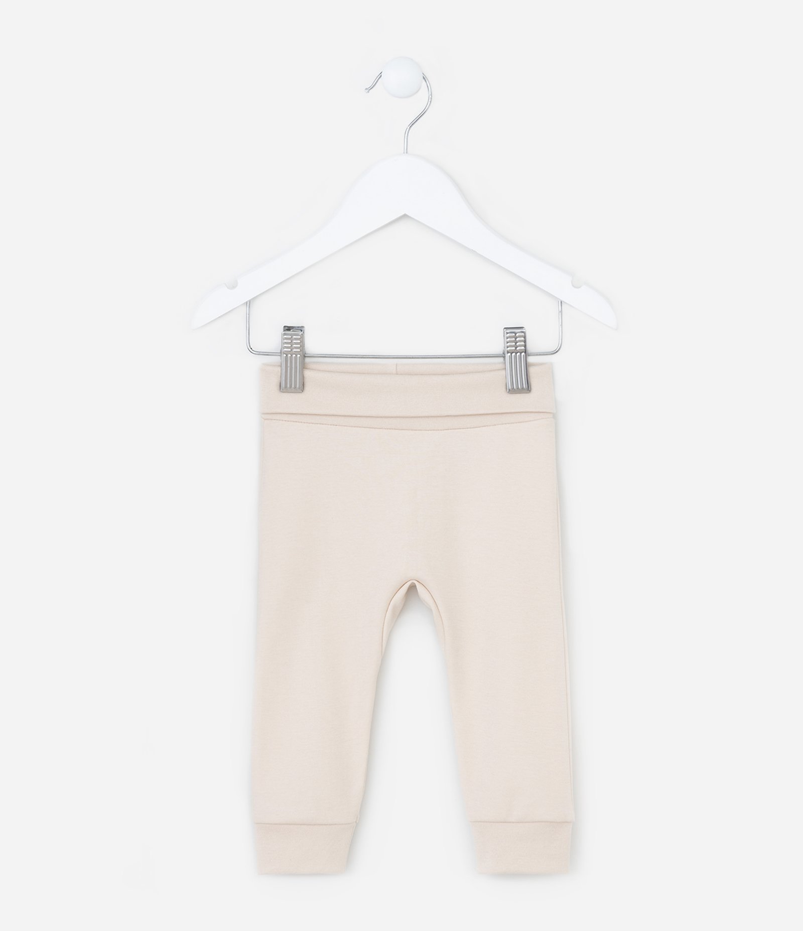 Calça Infantil em Algodão Peruano com Cós Dobrável - Tam RN a 18 meses Bege 1