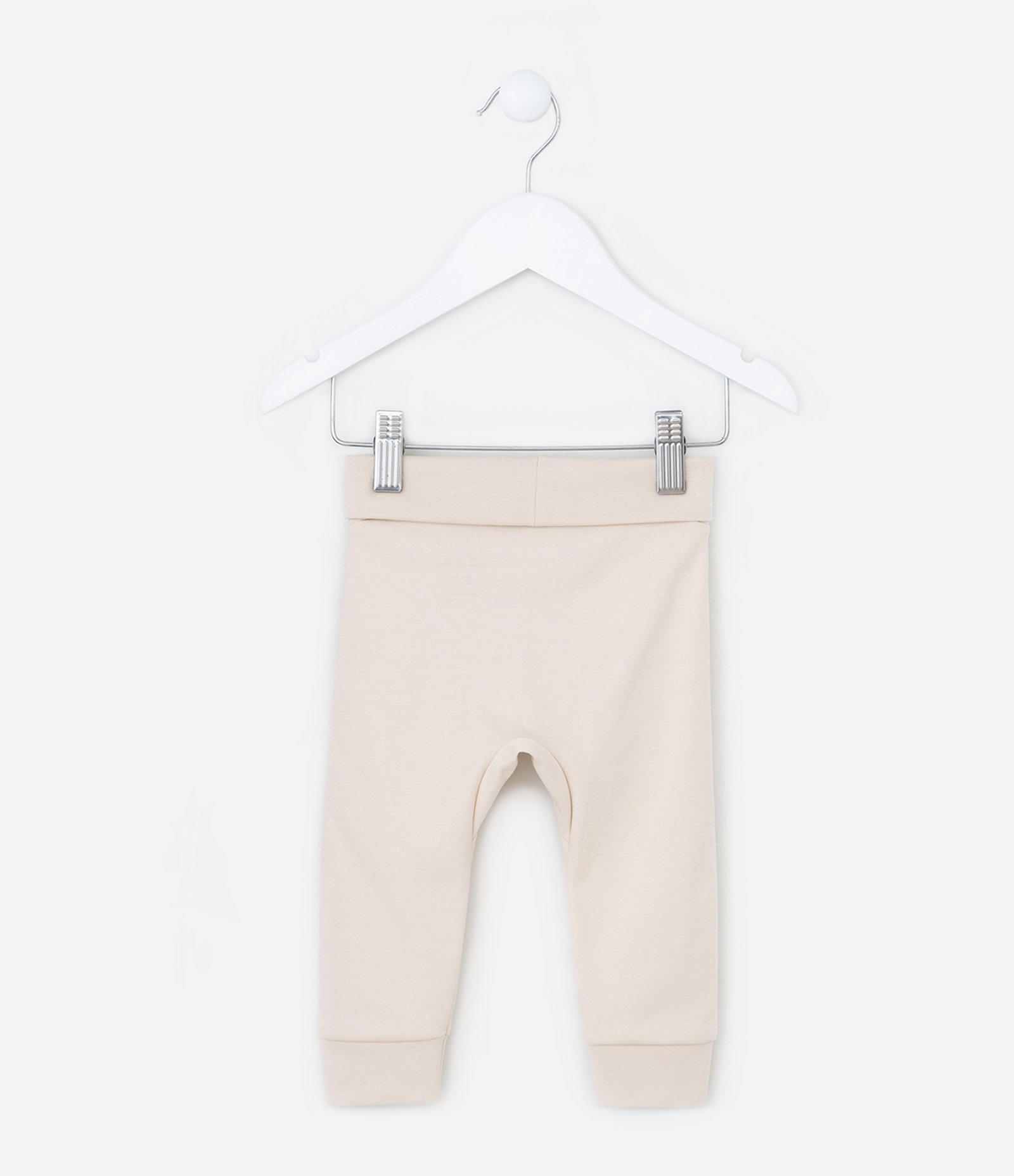 Calça Infantil em Algodão Peruano com Cós Dobrável - Tam RN a 18 meses Bege 2