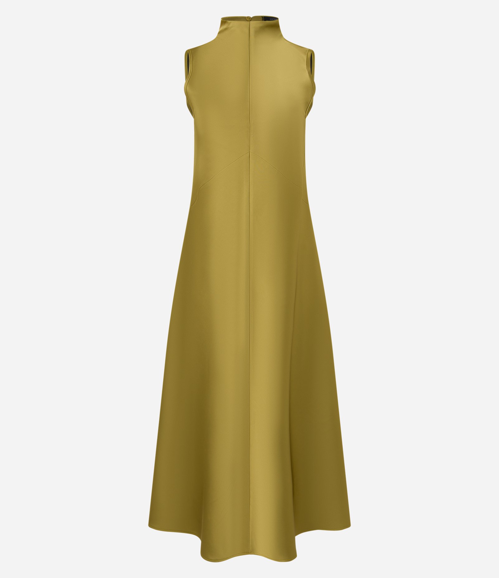 Vestido Acetinado com Golinha Alta e Recortes Verde 8