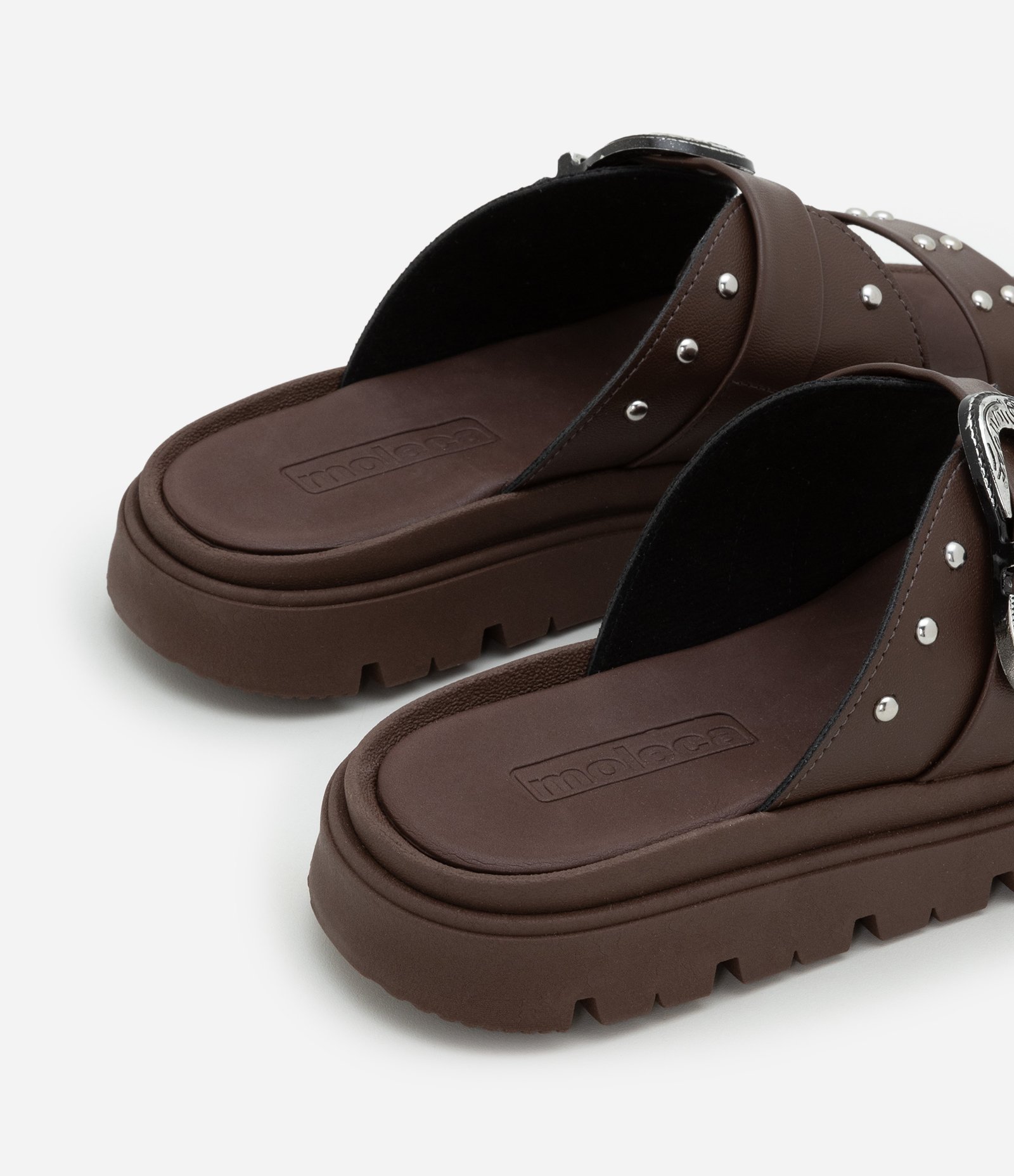 Sandália Rasteira com Fivela Western Moleca Marrom 3