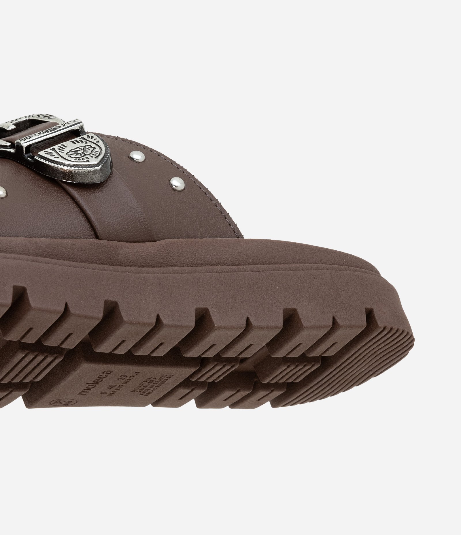 Sandália Rasteira com Fivela Western Moleca Marrom 4