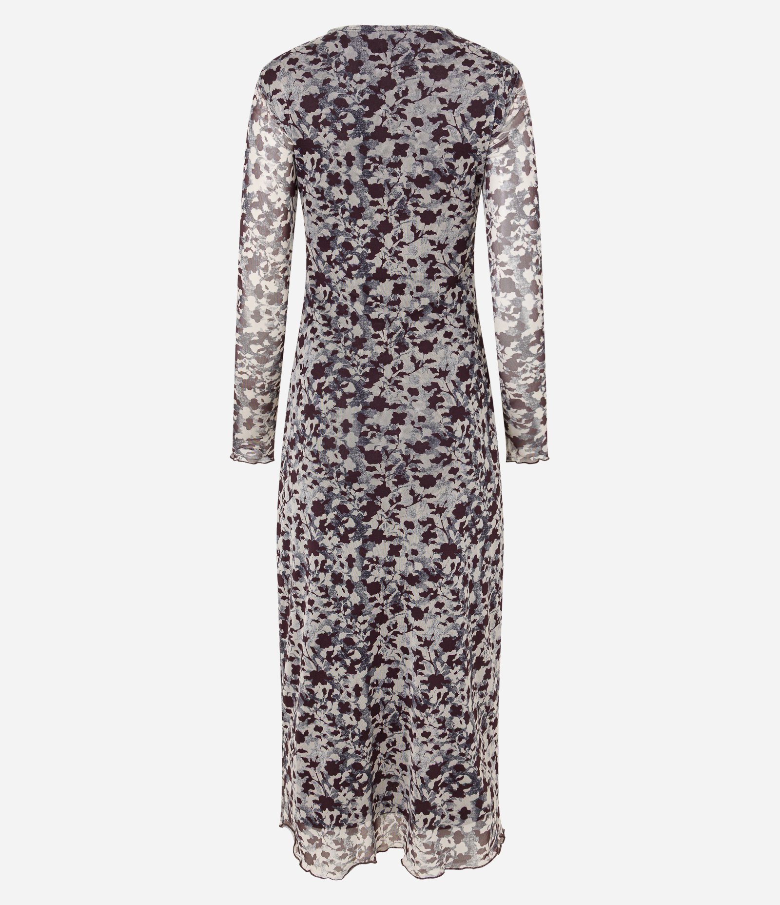 Vestido Long Midi em Tule com Estampa Floral Cinza 7