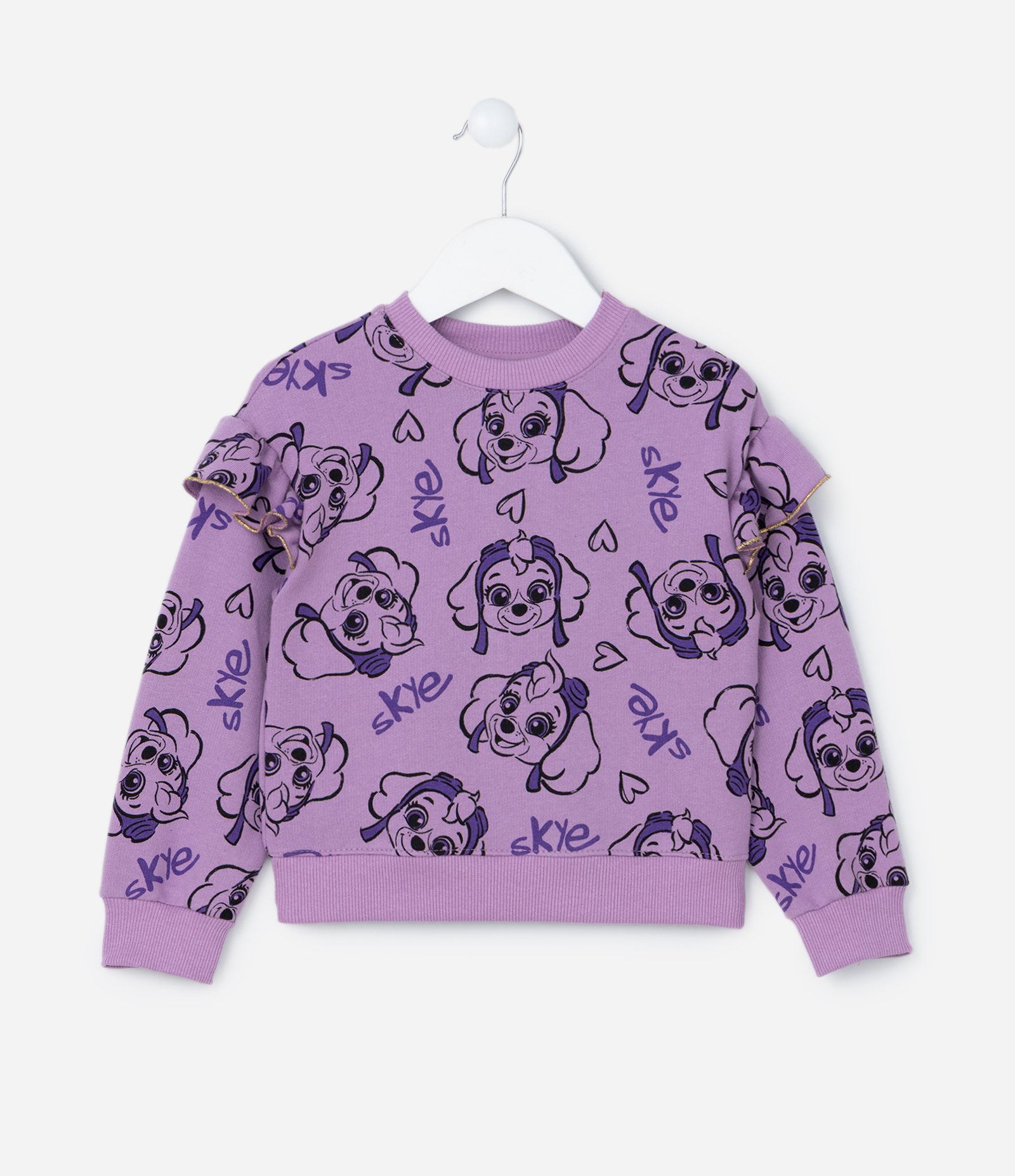 Conjunto Infantil com Babadinho e Estampa Patrulha Canina - Tam 2 a 6 Anos Roxo 2