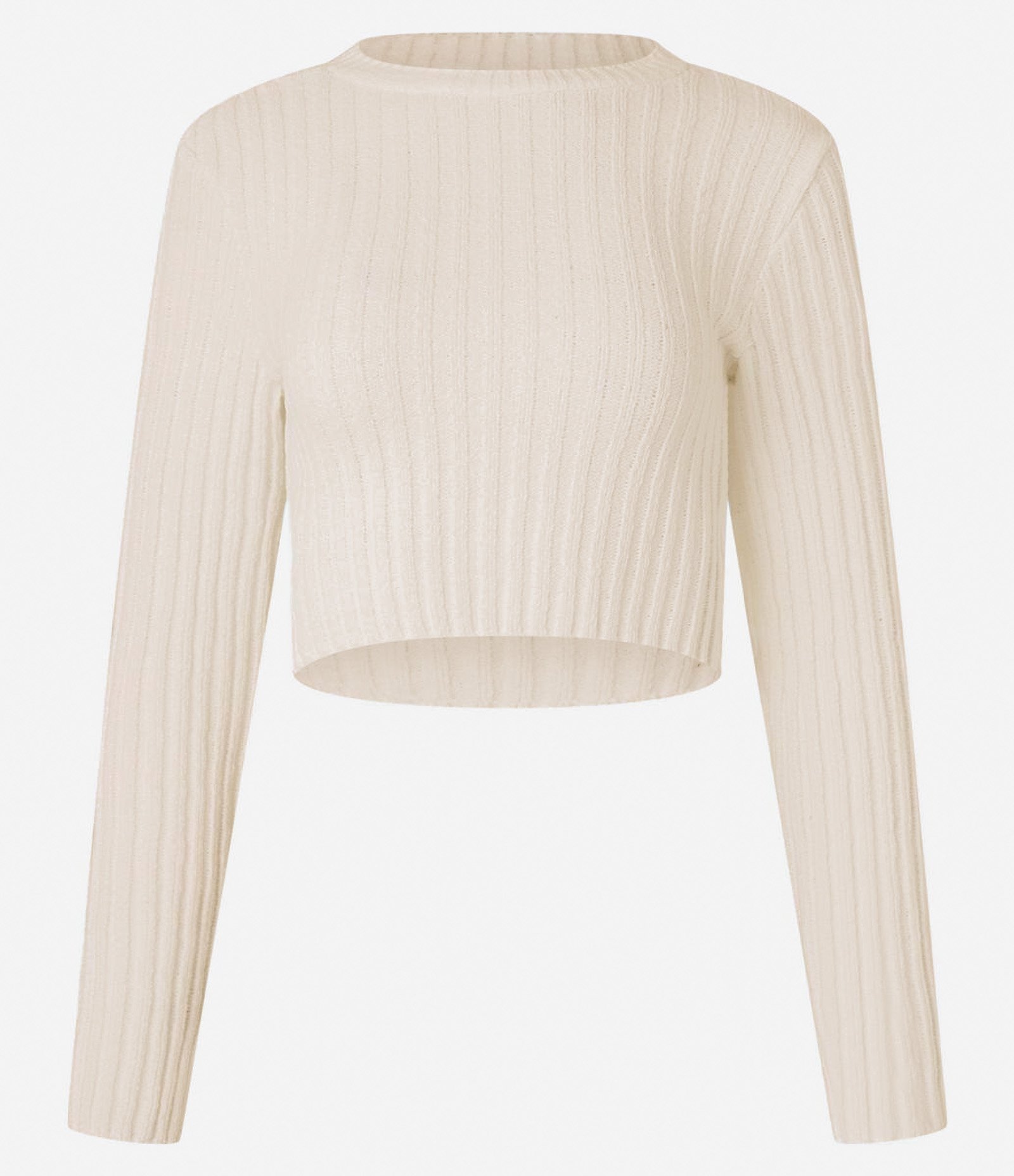 Blusa Cropped Texturizada em Tricô Chenille Bege 4