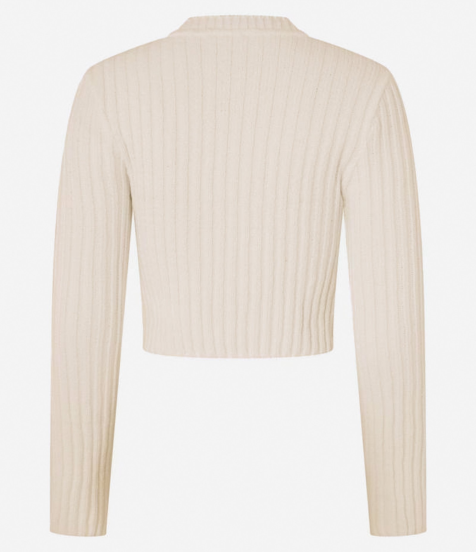 Blusa Cropped Texturizada em Tricô Chenille Bege 5