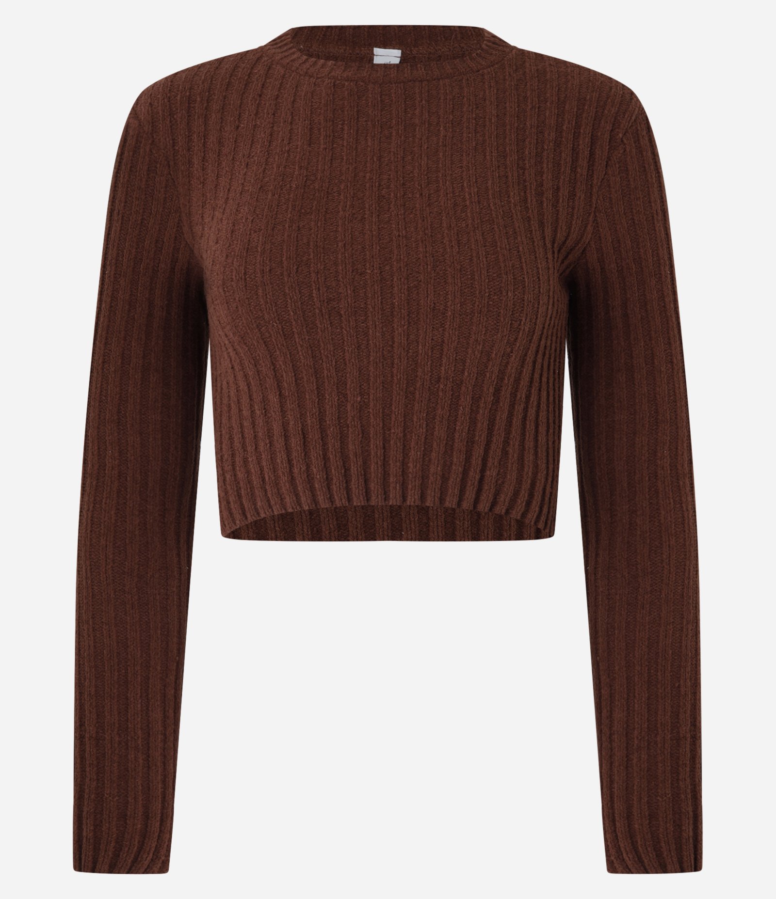 Blusa Cropped Texturizada em Tricô Chenille Marrom 5