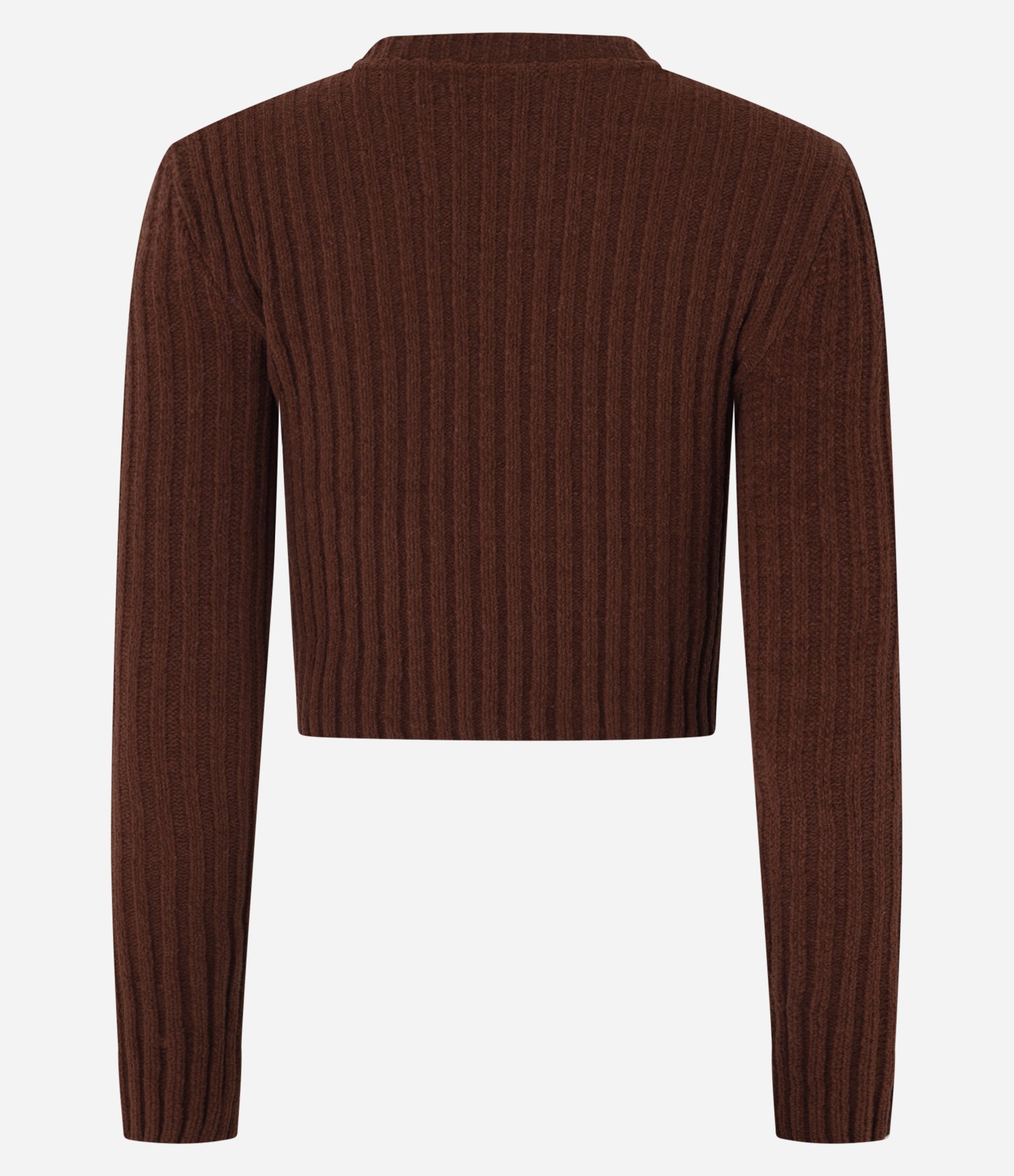 Blusa Cropped Texturizada em Tricô Chenille Marrom 7