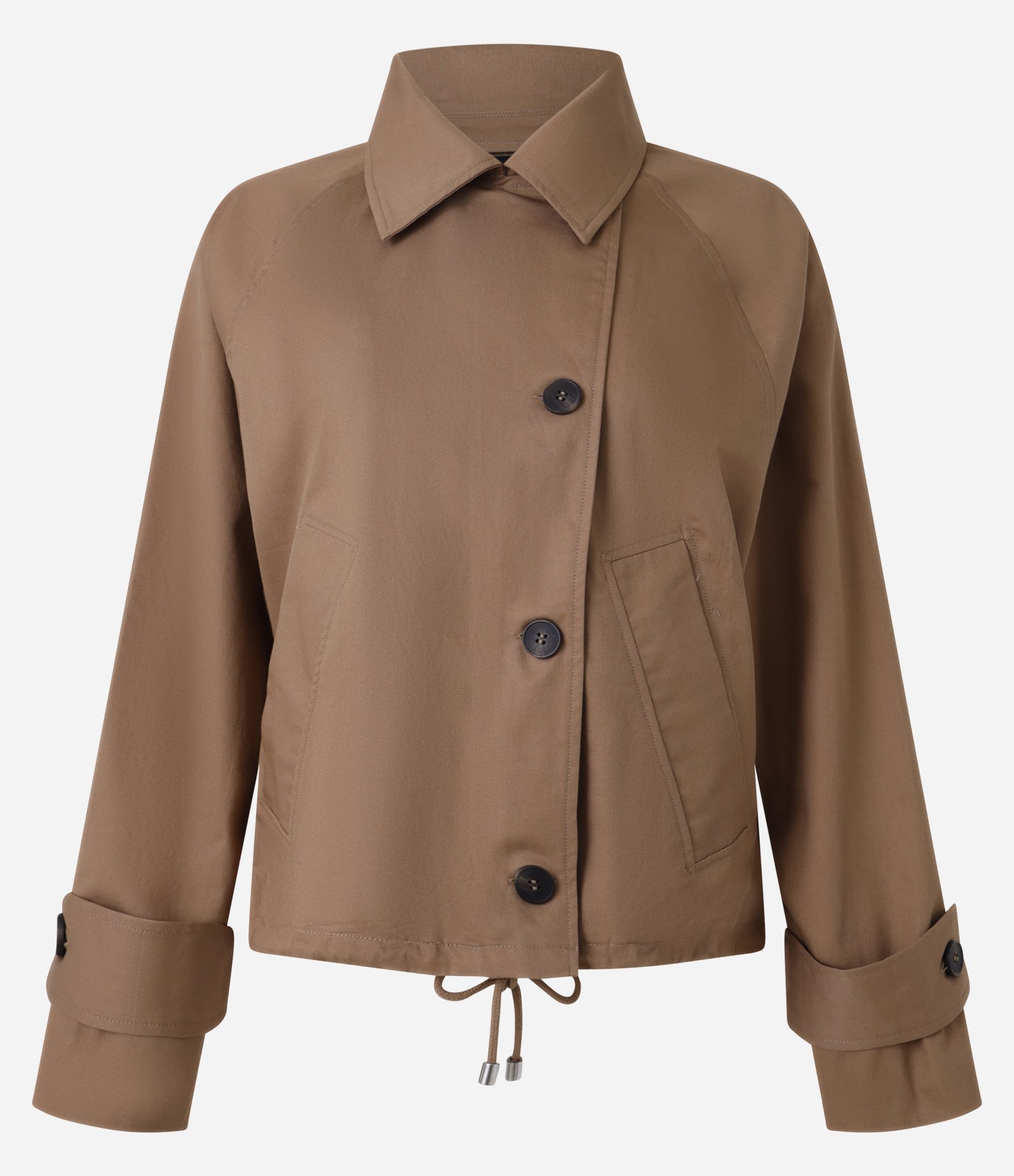 Jaqueta em Gabardine com Corte de Trench Coat Marrom 6