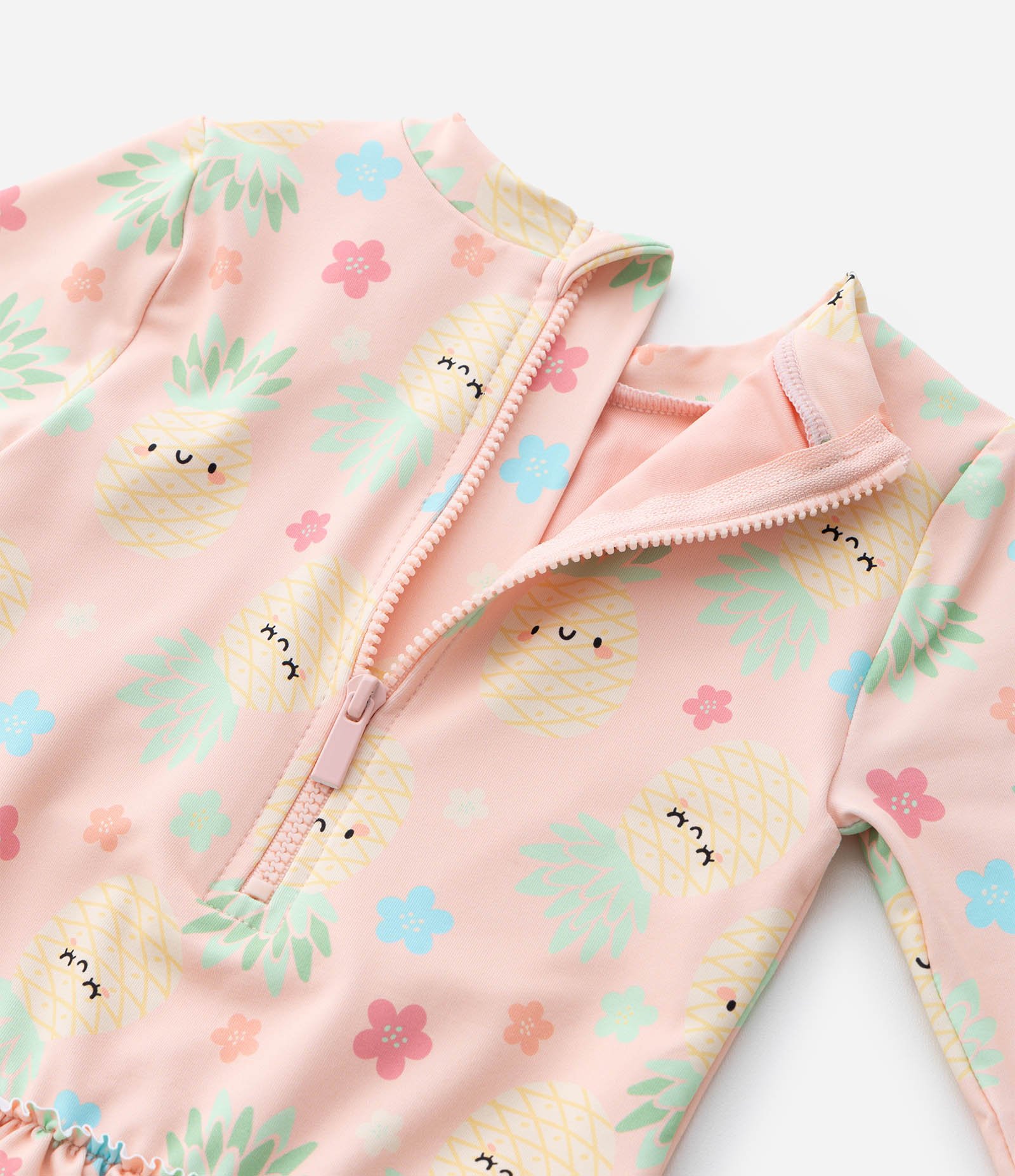 Maiô Infantil com Chapéu Estampa Abacaxi e Proteção UV - Tam 1 a 4 Anos Rosa 8