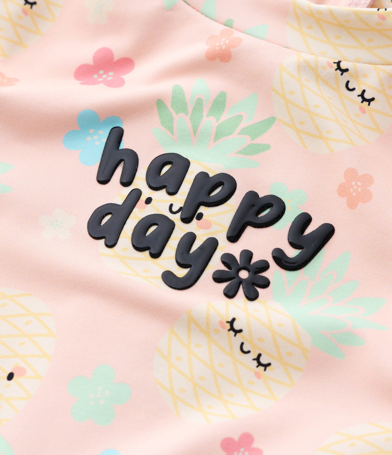 Maiô Infantil com Chapéu Estampa Abacaxi e Proteção UV - Tam 1 a 4 Anos Rosa 5