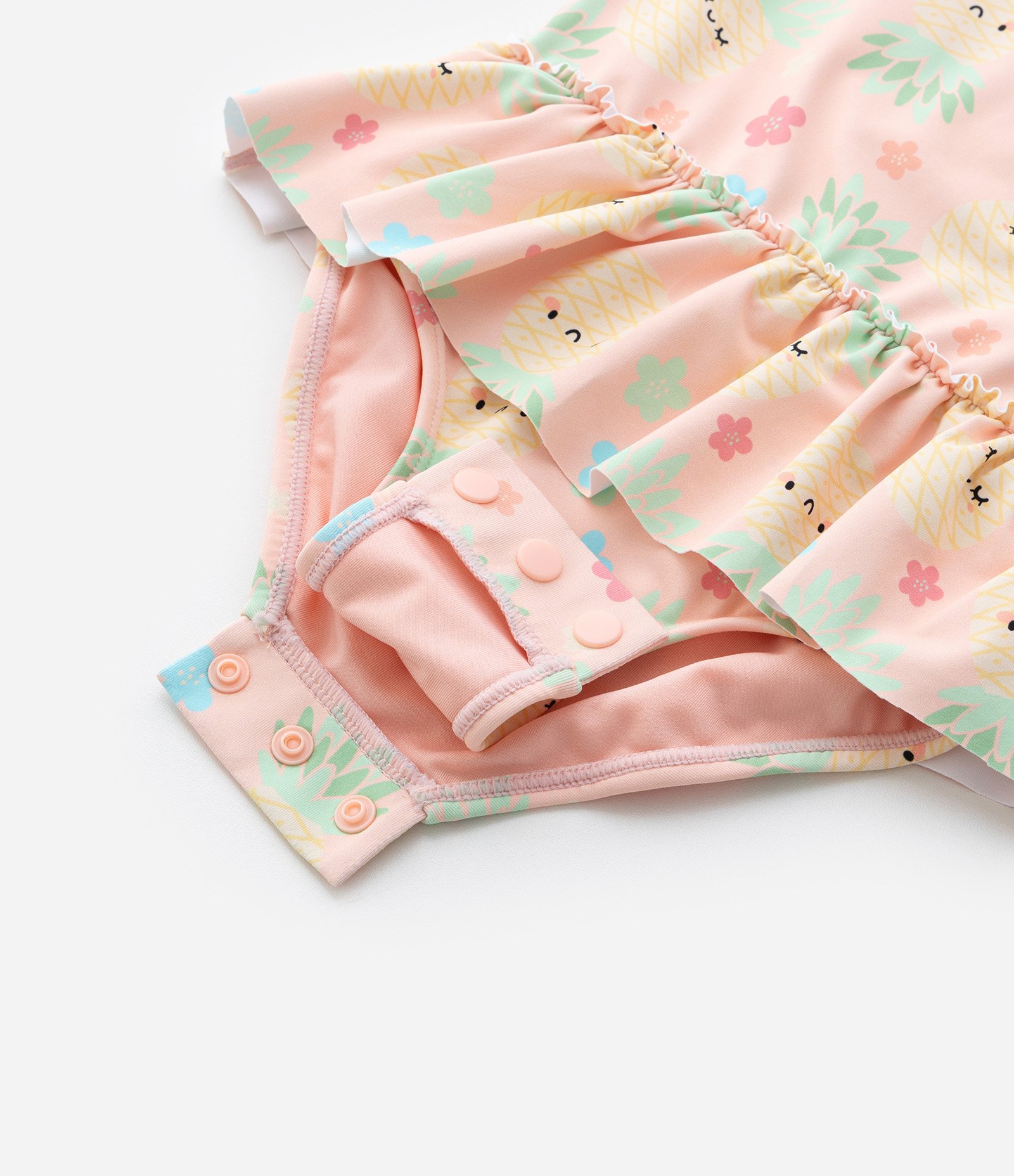 Maiô Infantil com Chapéu Estampa Abacaxi e Proteção UV - Tam 1 a 4 Anos Rosa 6