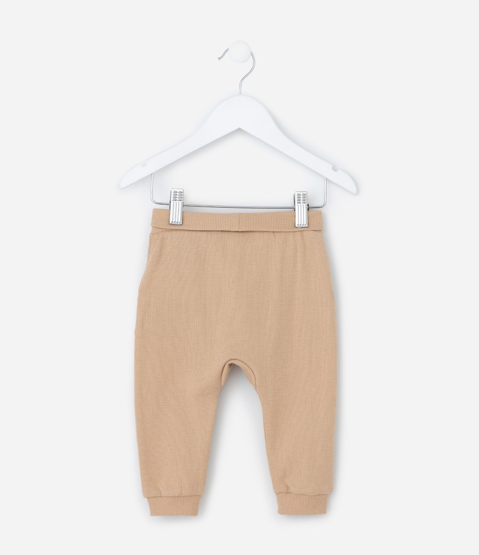 Calça Infantil Texturizada com Bolsos - Tam 0 a 18 meses Bege 2