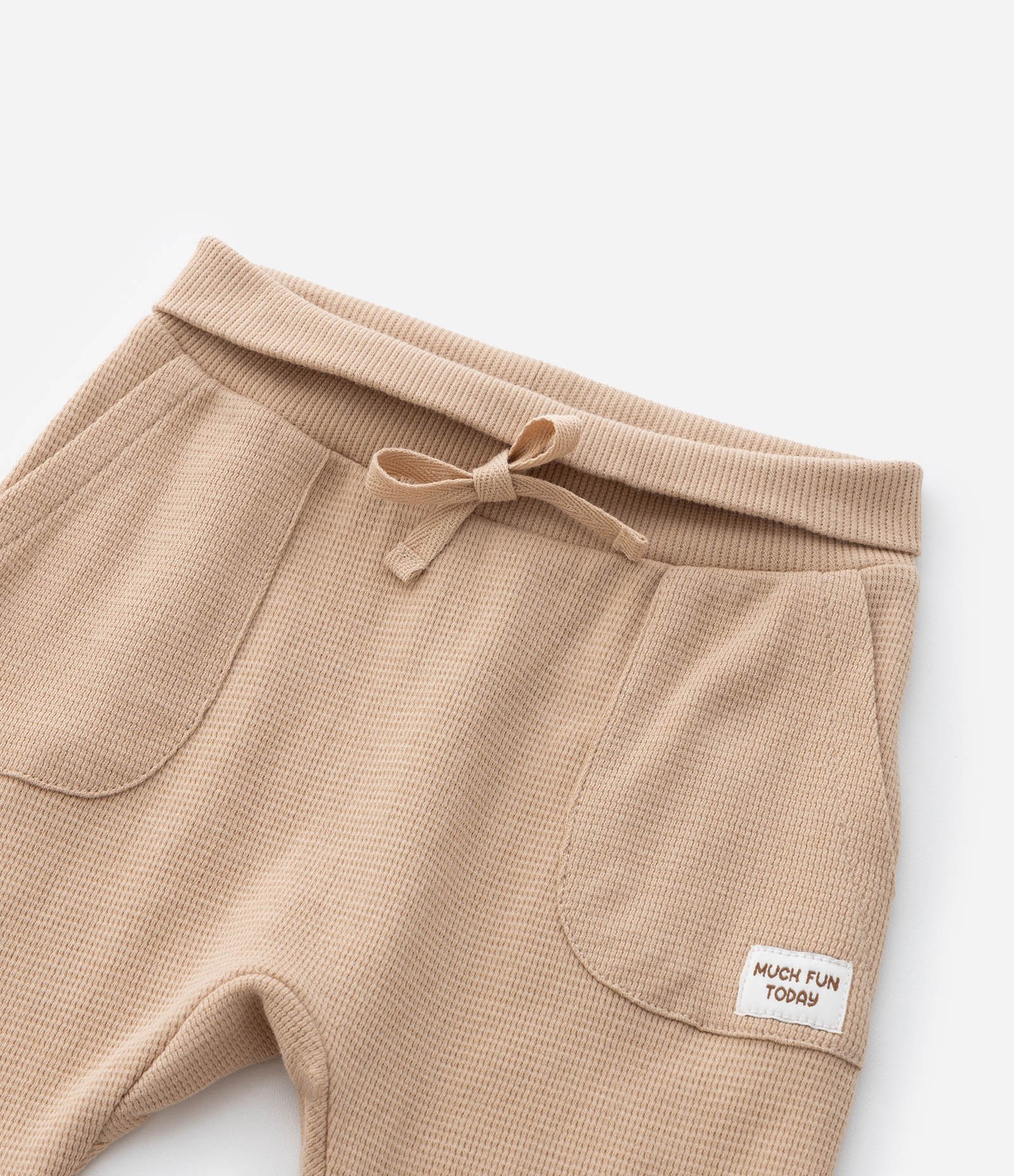 Calça Infantil Texturizada com Bolsos - Tam 0 a 18 meses Bege 6