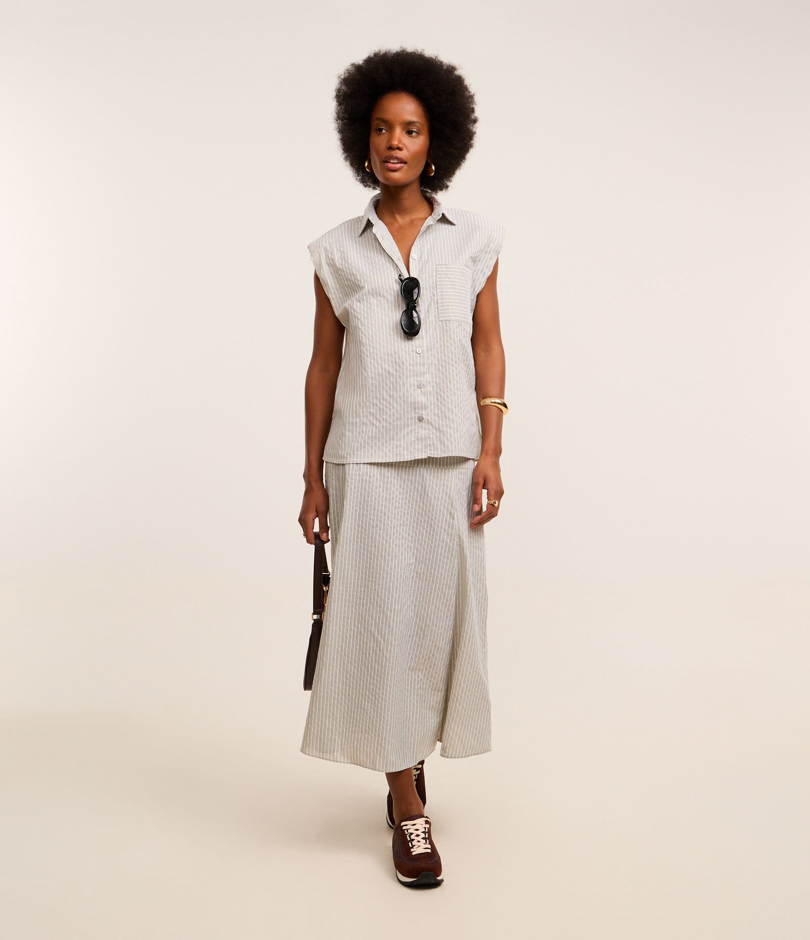 Camisa Texturizada em Algodão com Listras de Fio Tinto Verde 2