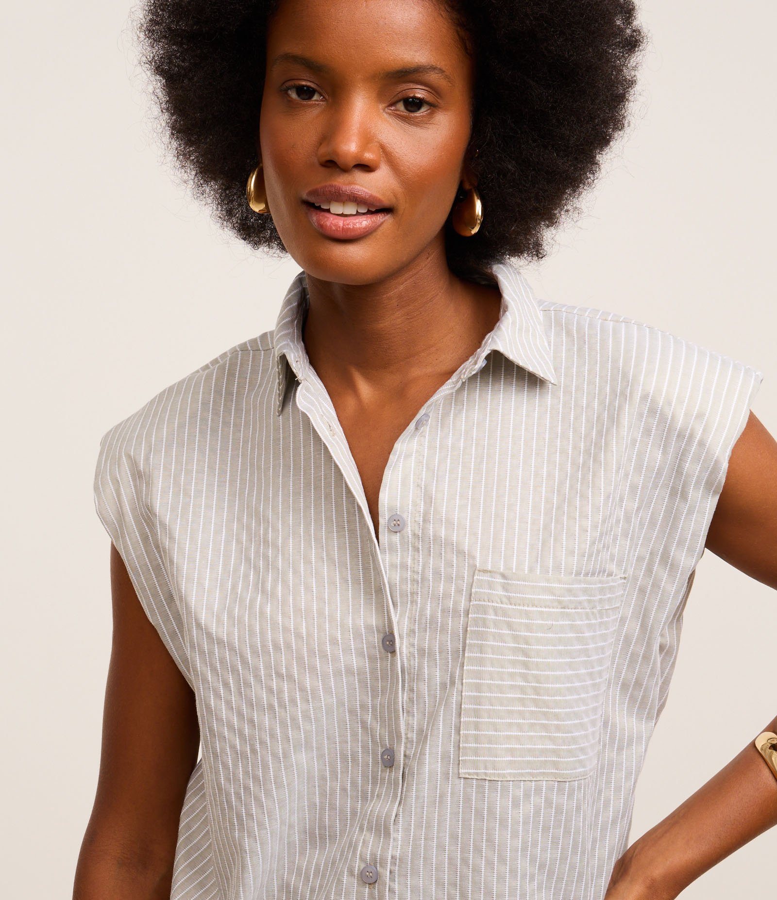 Camisa Texturizada em Algodão com Listras de Fio Tinto Verde 3