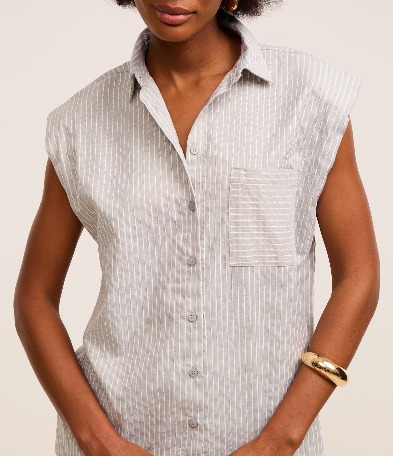 Camisa Texturizada em Algodão com Listras de Fio Tinto Verde 4