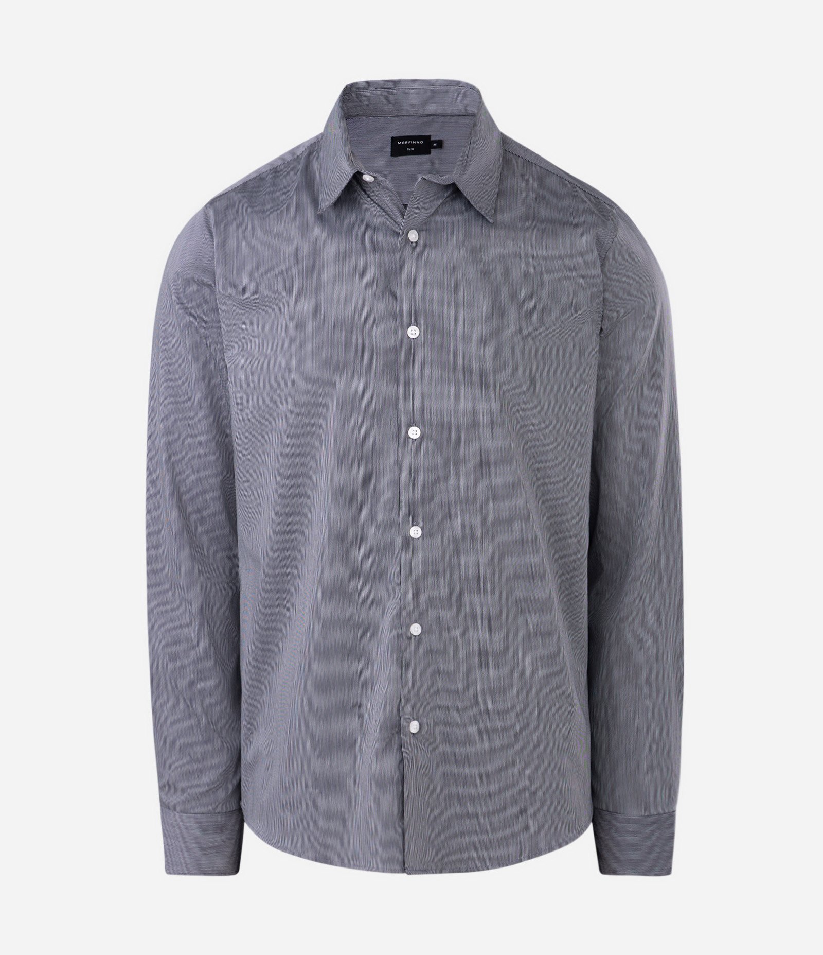 Camisa Slim com Fibra de Bambu Maquinetada com Listras Preto 4
