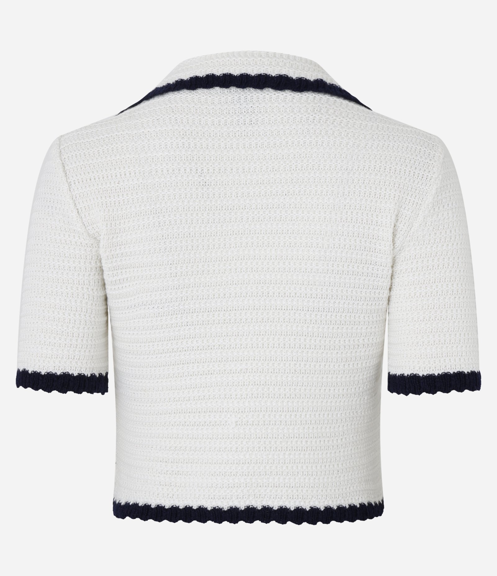 Blusa em Tricô com Gola Polo e Vivo Contrastante Branco 5