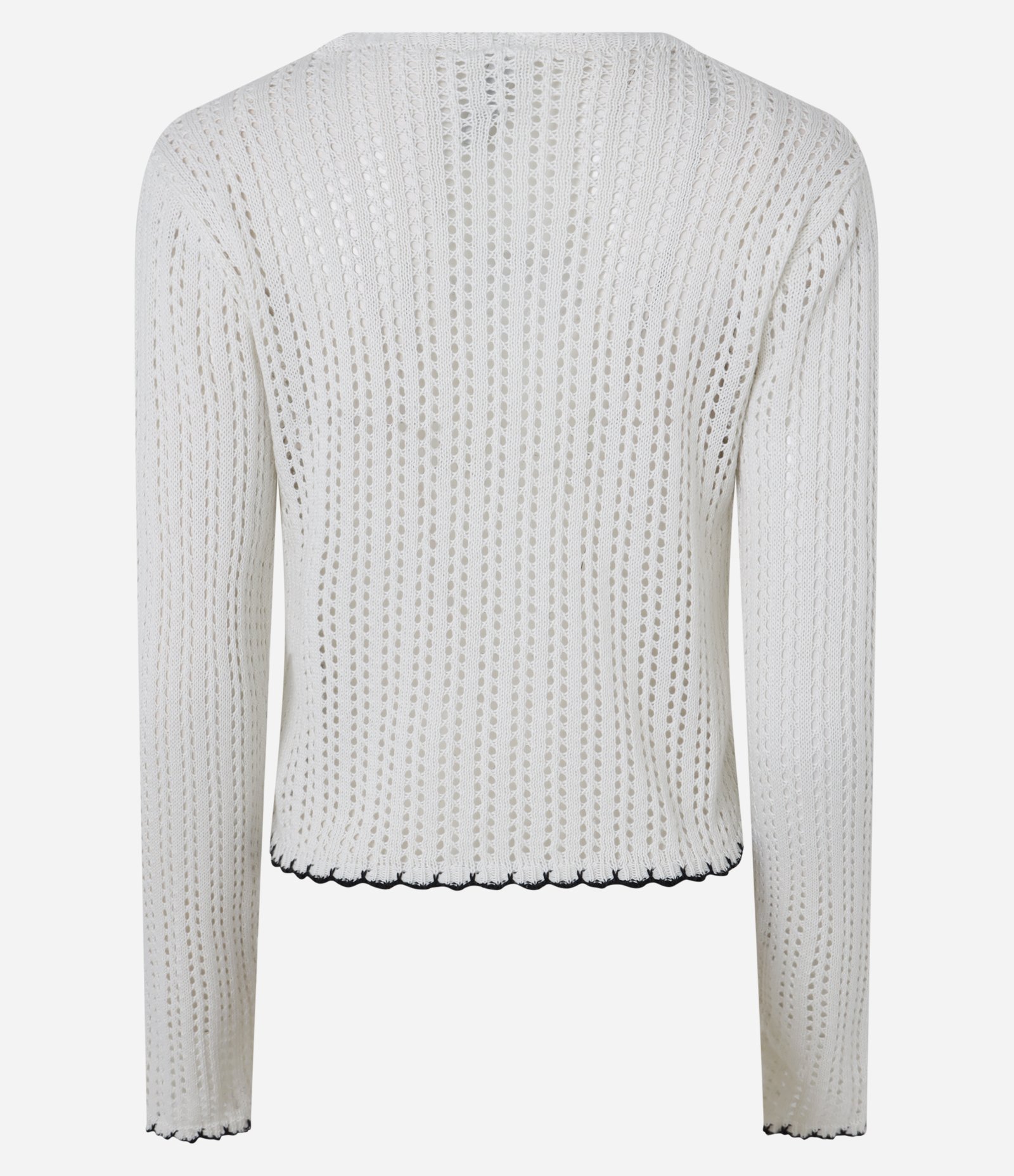 Cardigan Relaxed em Tricô com Amarração e Detalhes Contrastantes Branco 5