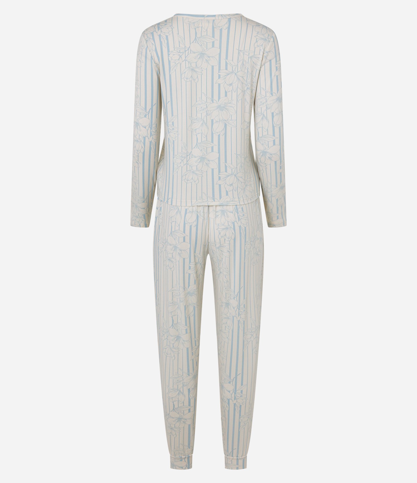 Pijama Longo em Peach Touch com Estampa Floral e Botões Off White 5