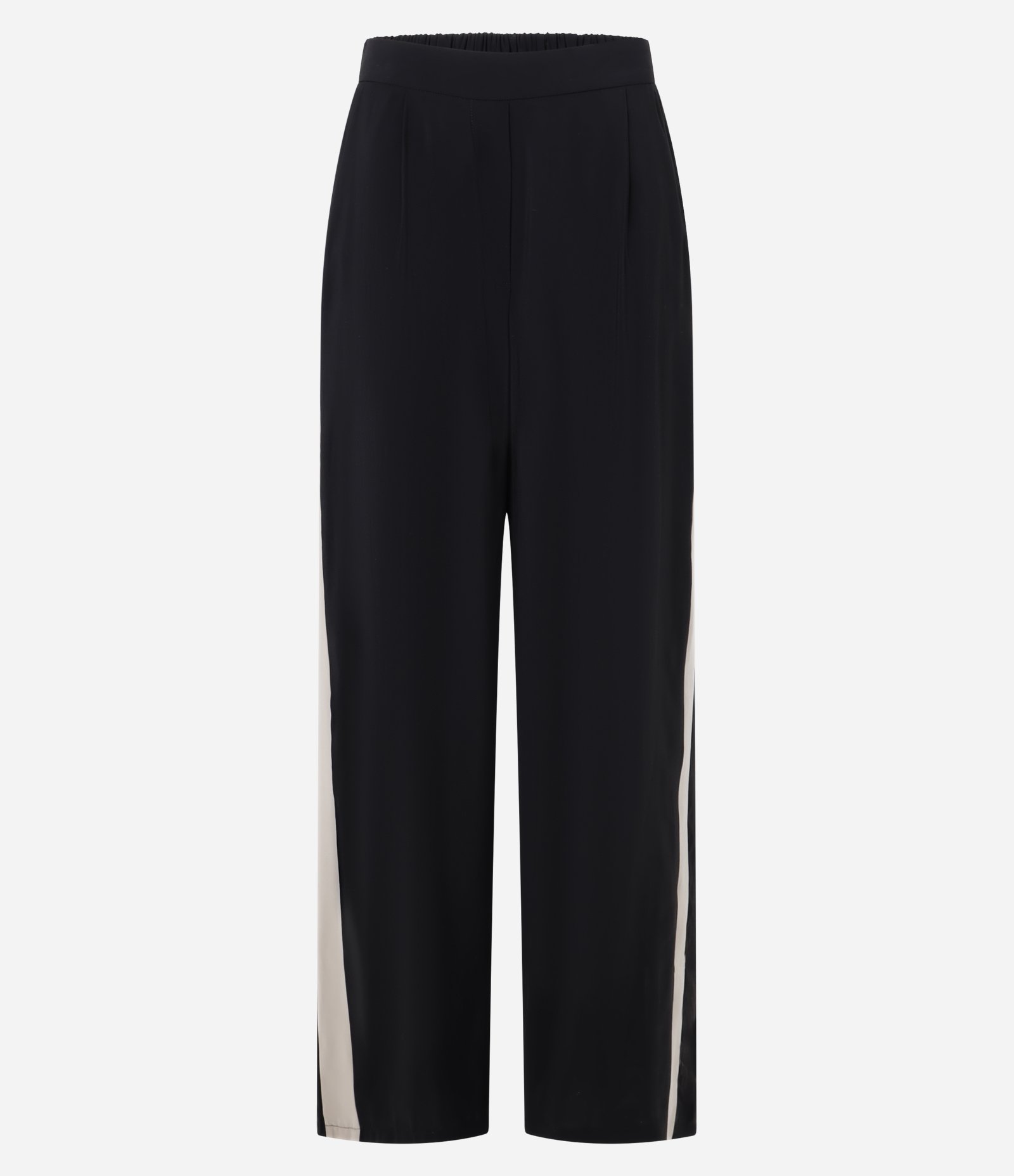 Calça Reta em Viscose com Amarração e Lateral Contrastante Preto 7