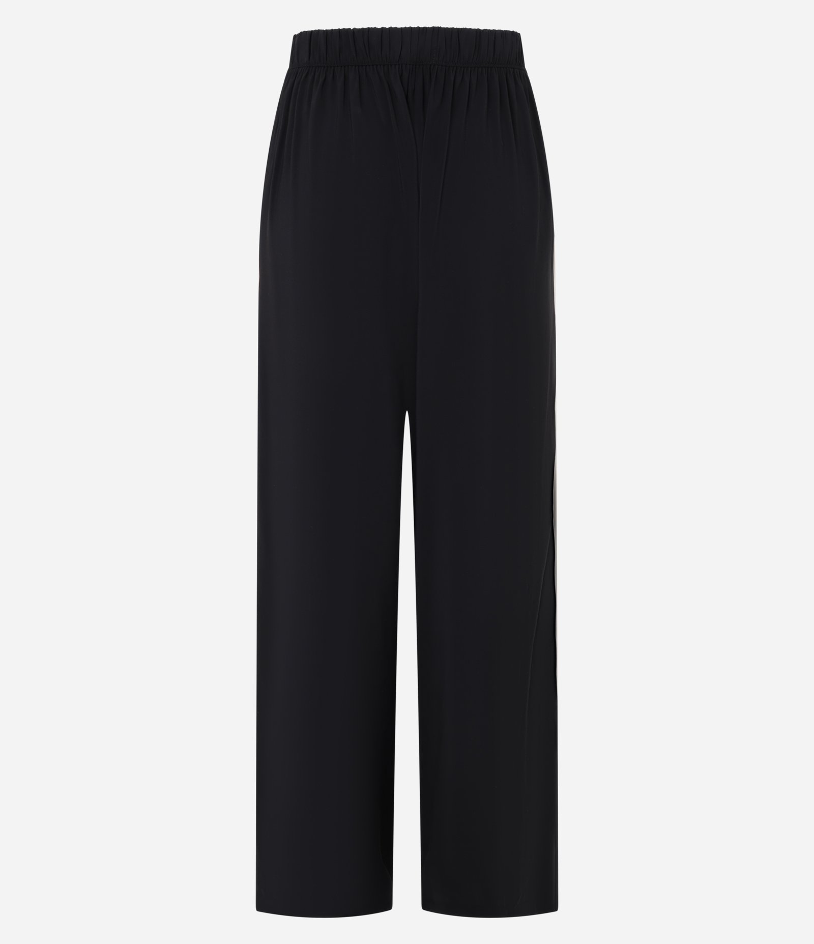Calça Reta em Viscose com Amarração e Lateral Contrastante Preto 8