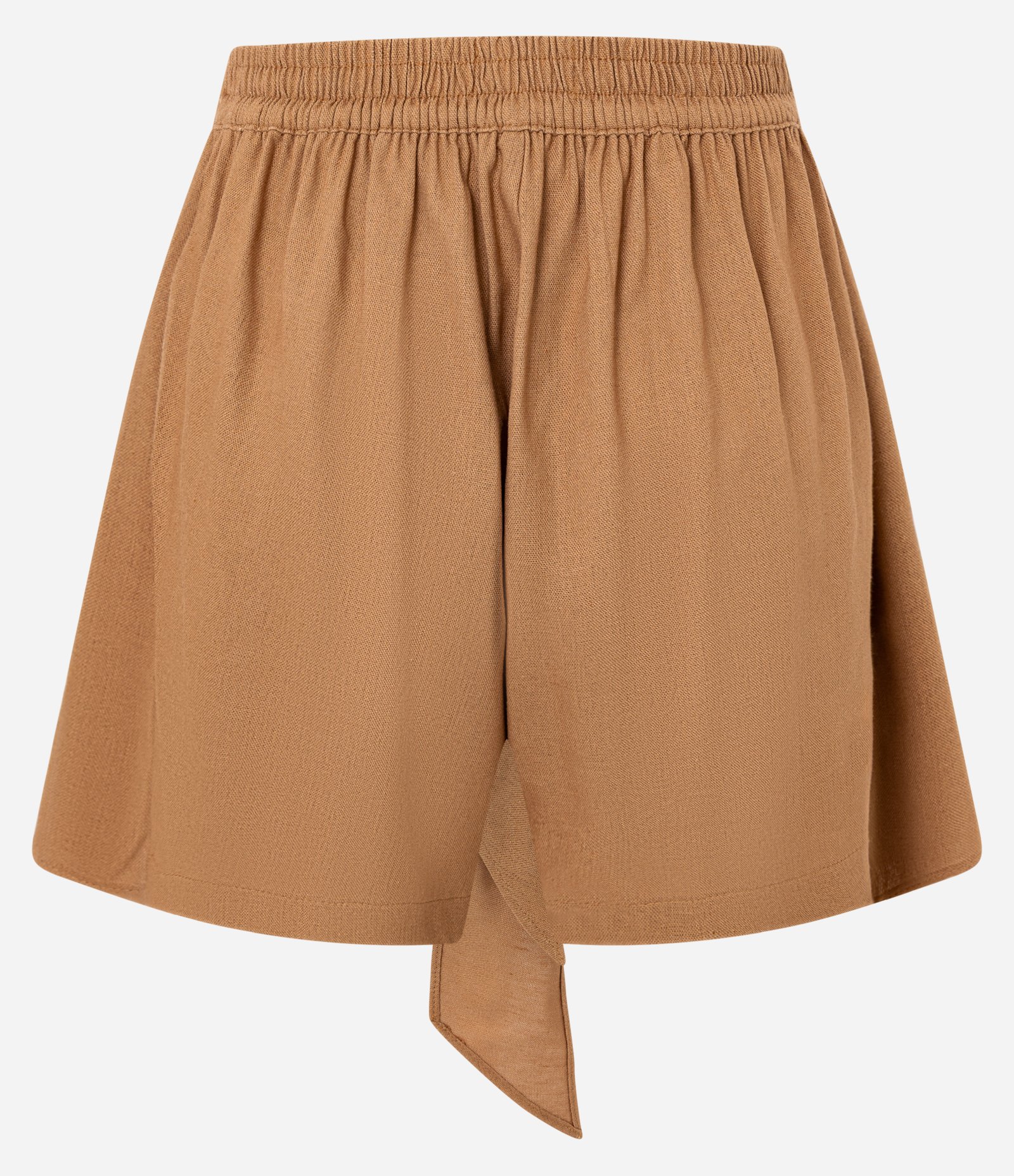 Short Saia em Viscose e Linho com Amarração Frontal Bege 6