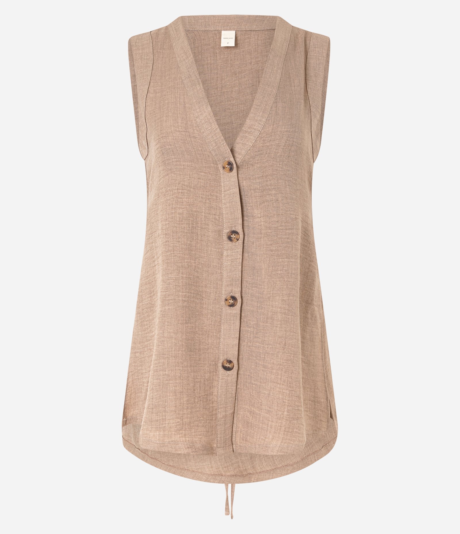 Blusa Longa em Chiffon com Amarração nas Costas Bege 6