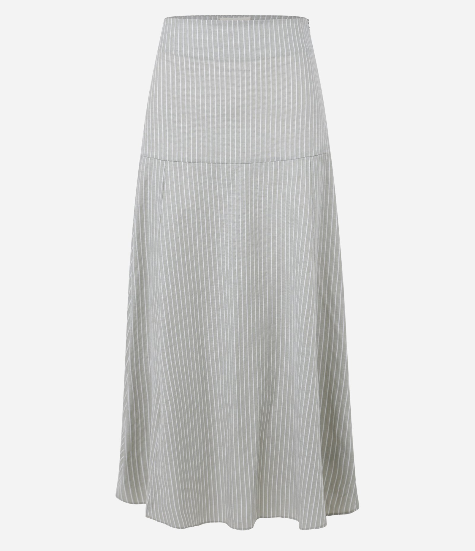 Saia Evasê Texturizada em Algodão com Listras de Fio Tinto Verde 5